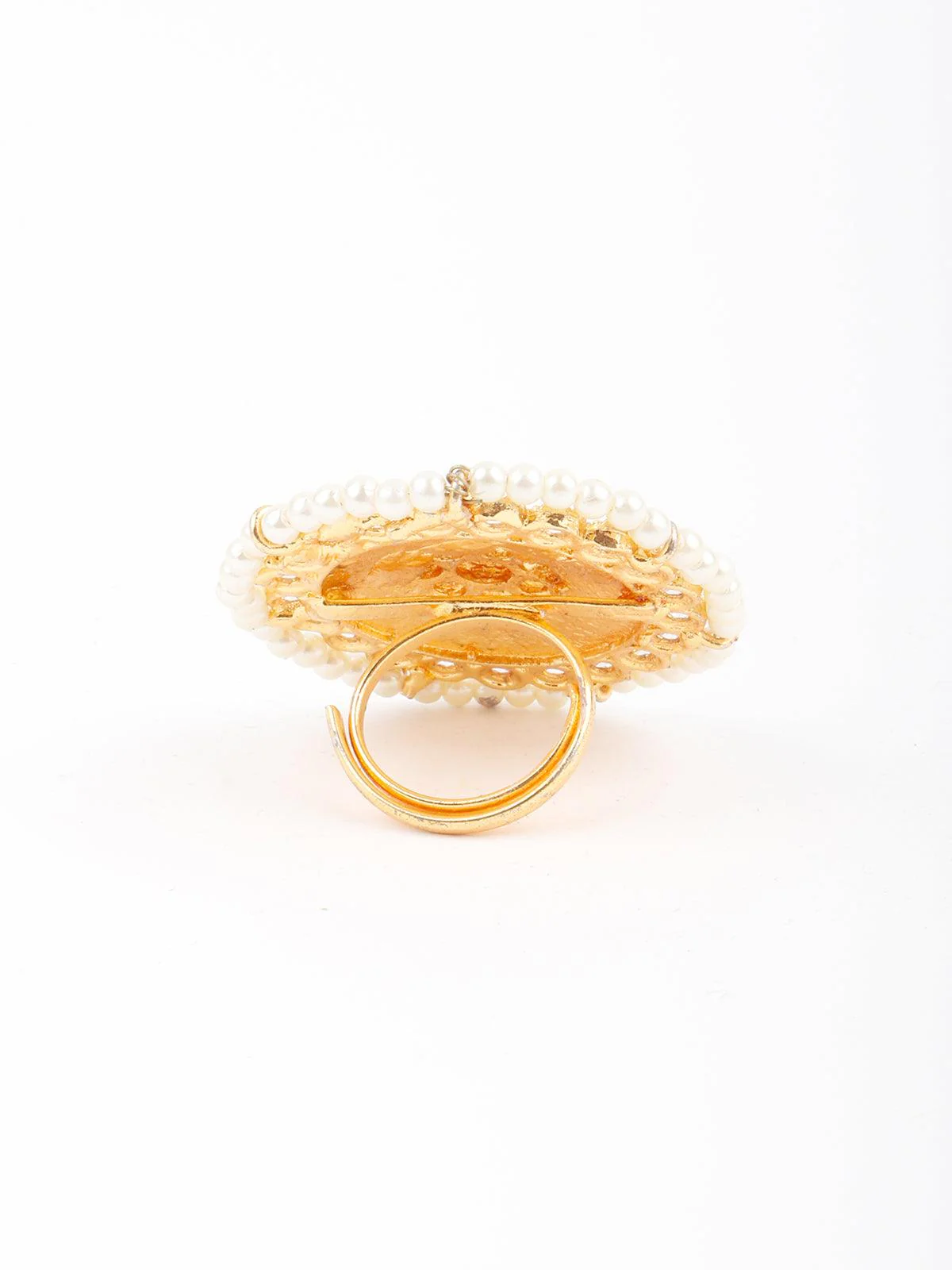 Odette Women Pink Pearl Round Finger Ring - Image 3