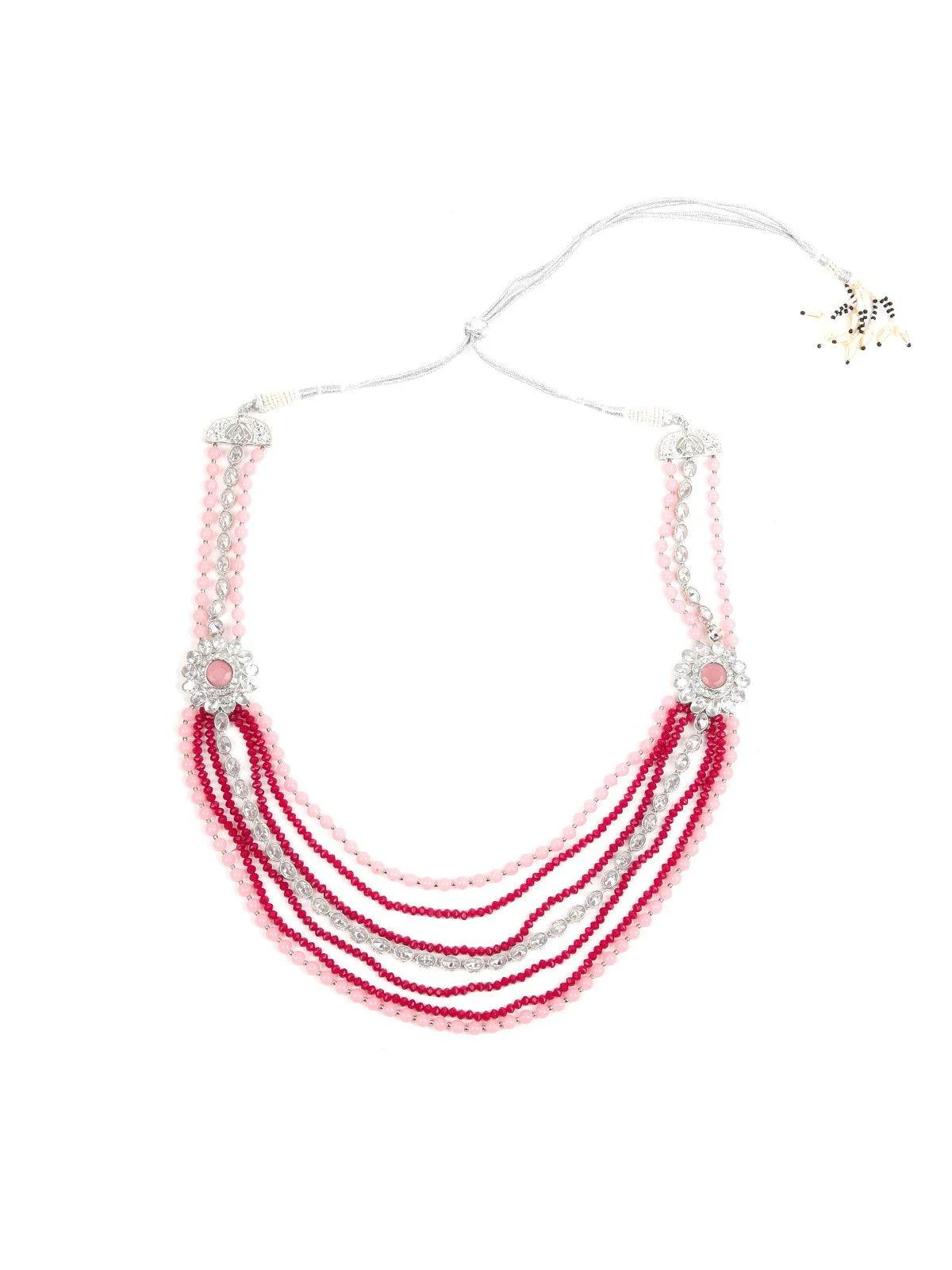 Odette Women Pink&Red Metal Necklace Set - Image 5