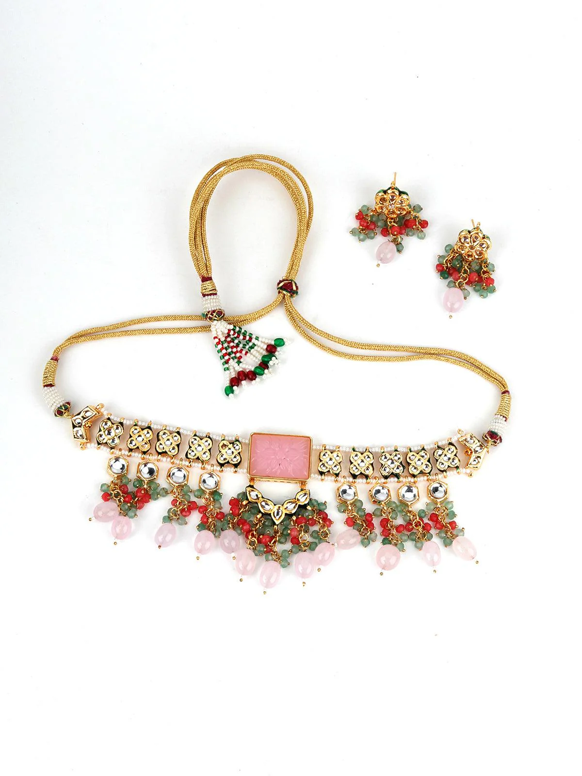 Odette Women Pink Rhinestone Choker Necklace - Image 3