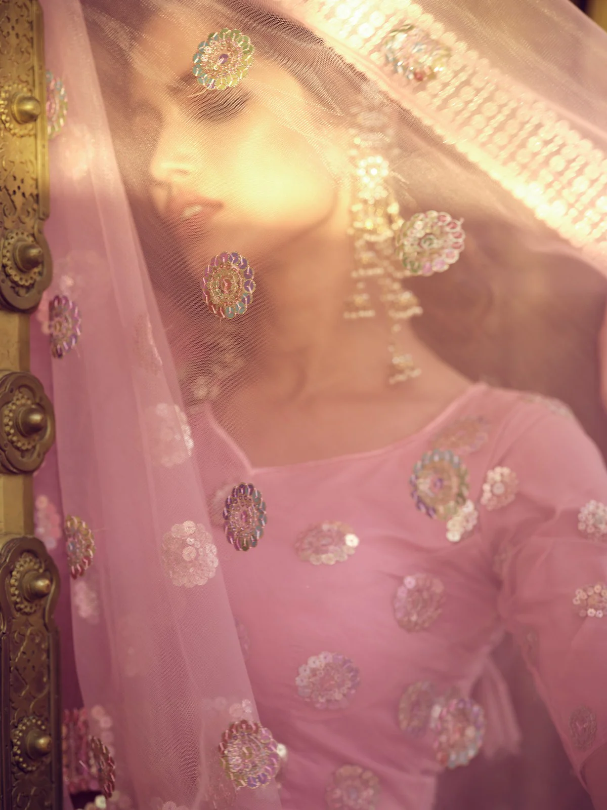 Odette Women Pink Sequins Semi Stitched Lehenga With Unstitched Blouse - Image 4
