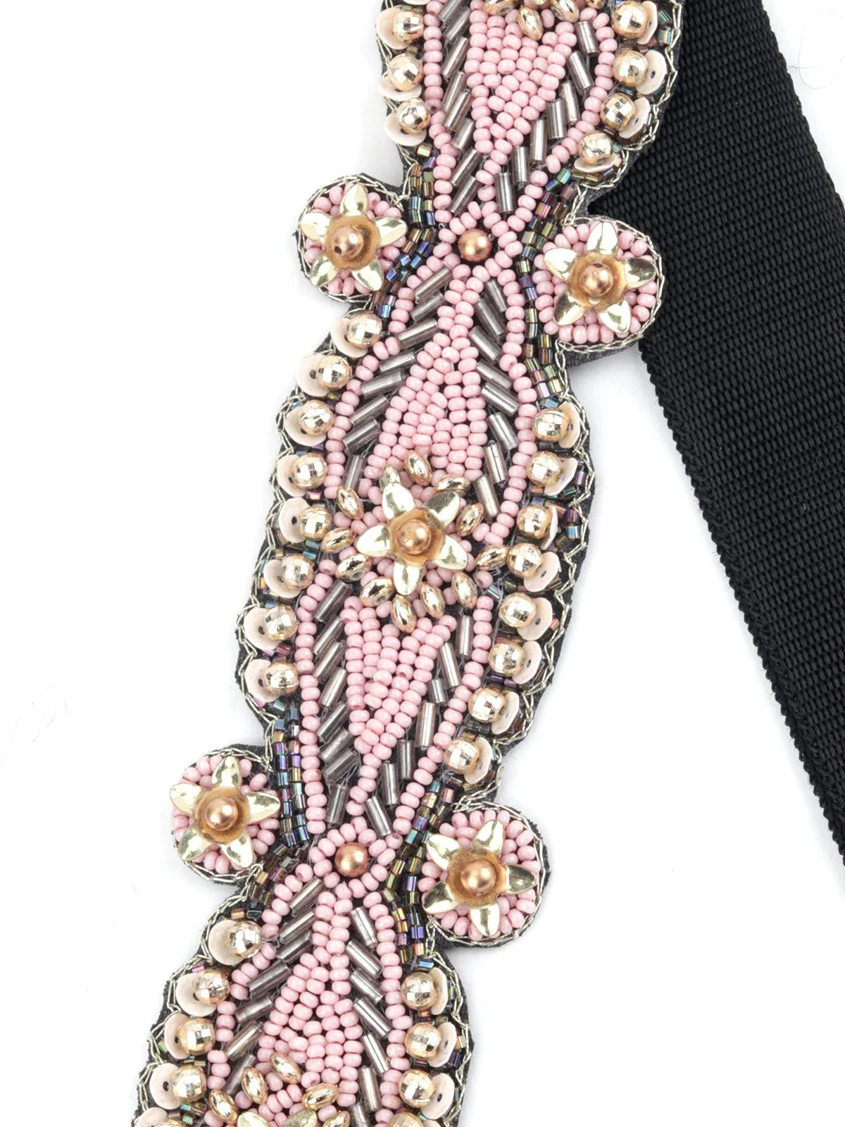 Odette Women Pink Slim Tieable Black Fabric Belt - Image 4