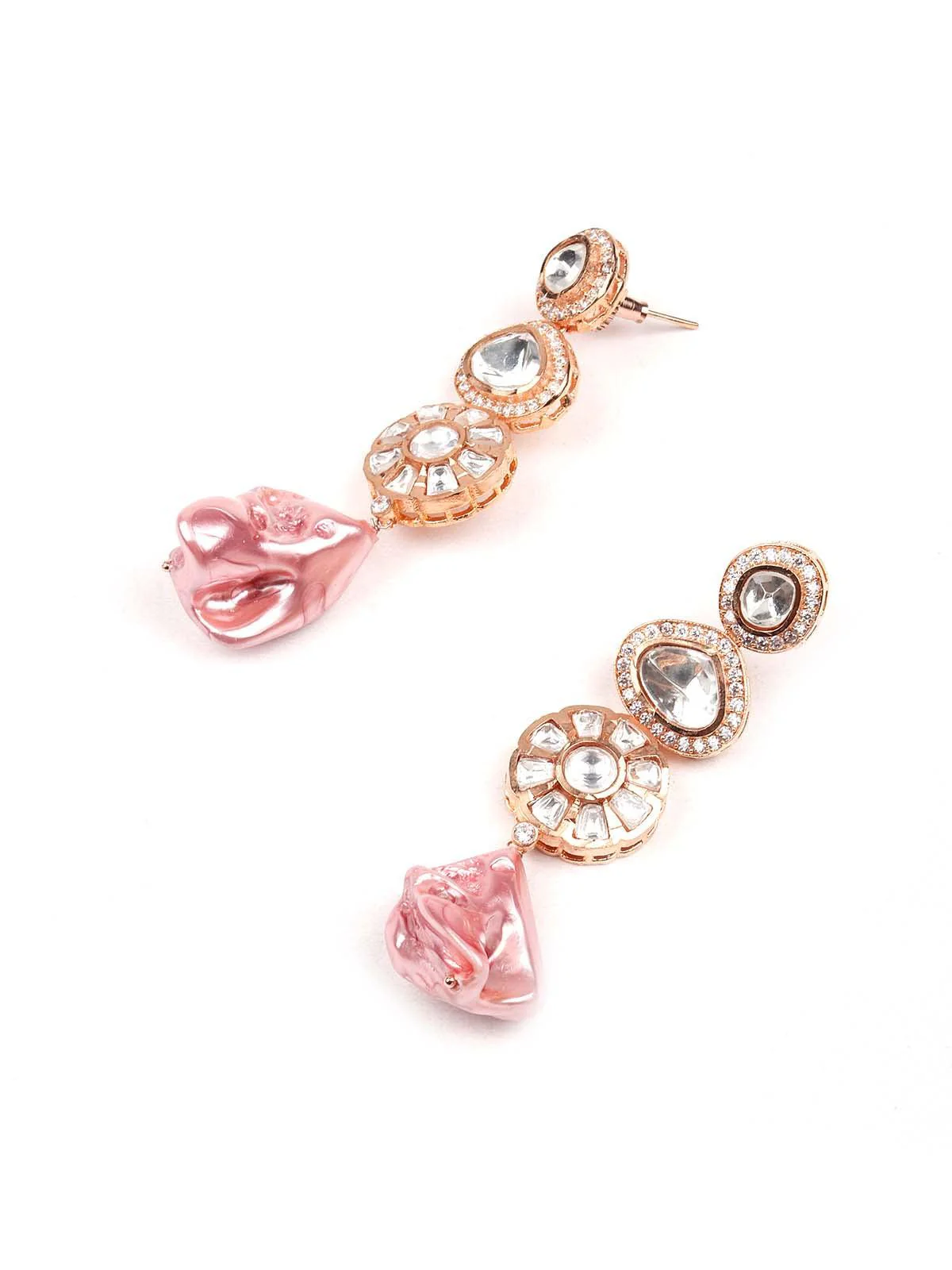 Odette Women Pink Studded Stunning Statement Necklace Set - Image 5
