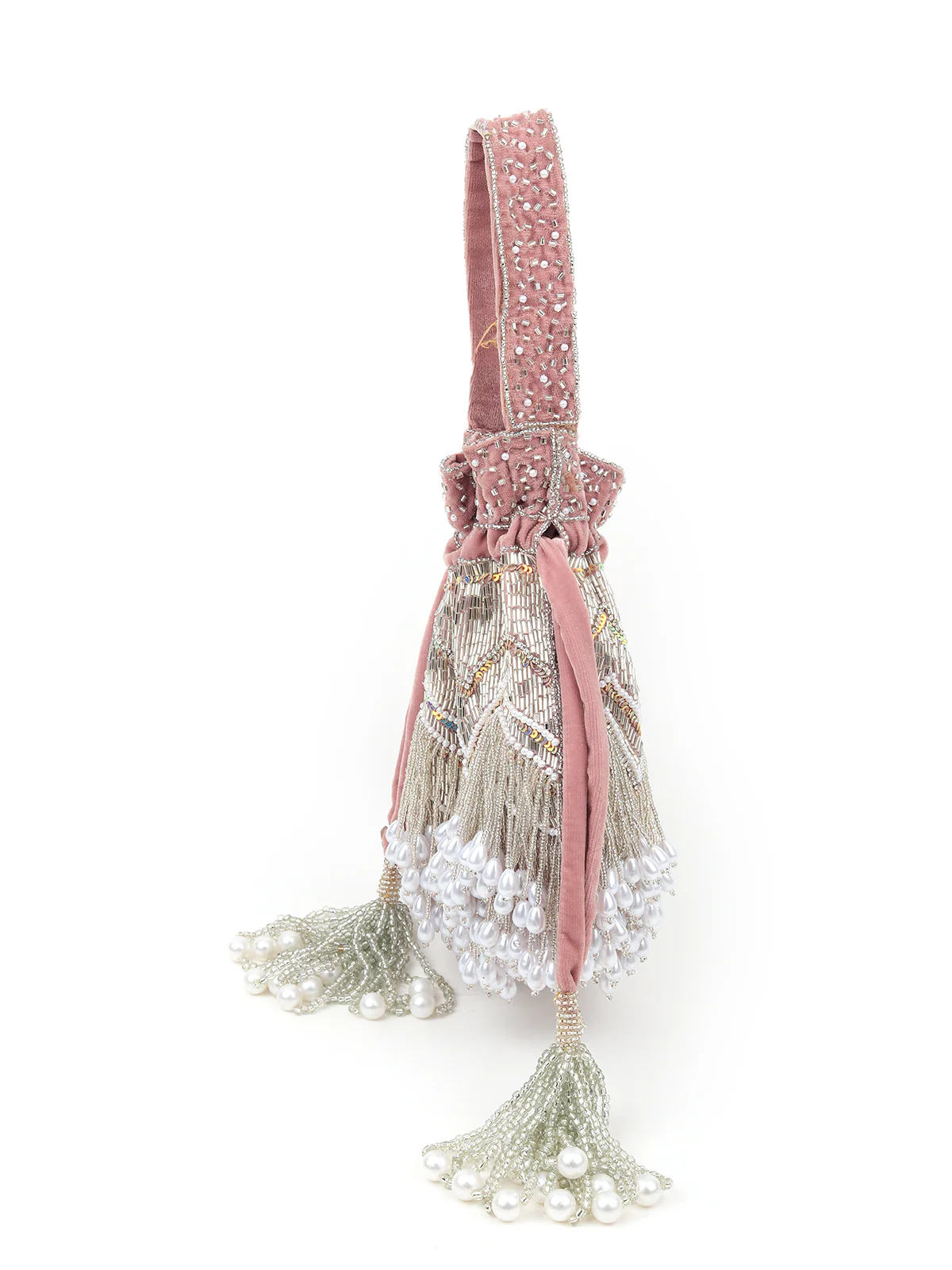 Odette Women Pink Tassel Potli Bag - Image 4