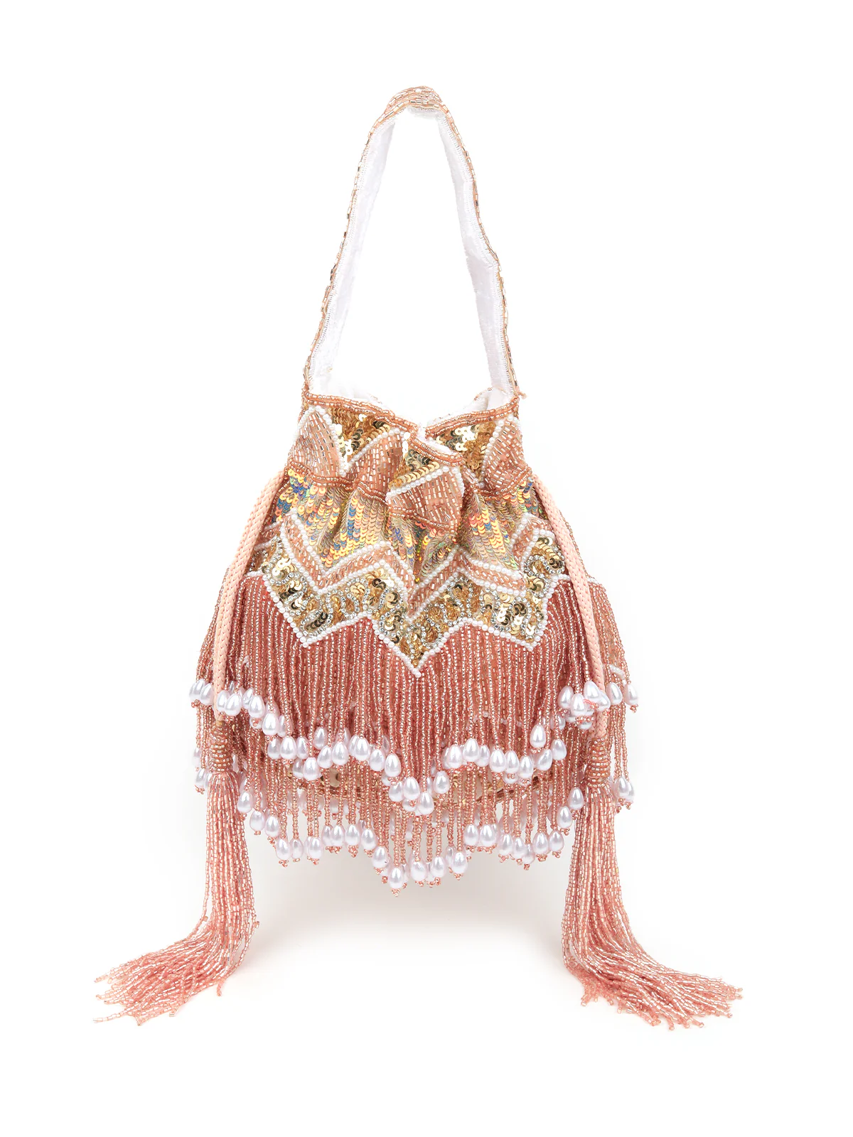 Odette Women Pink Tassel Potli Bag - Image 3