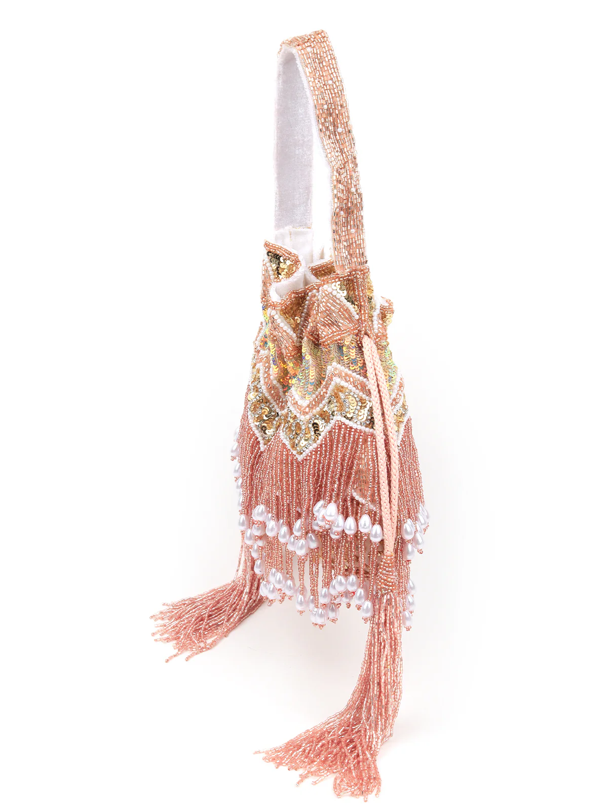 Odette Women Pink Tassel Potli Bag - Image 4