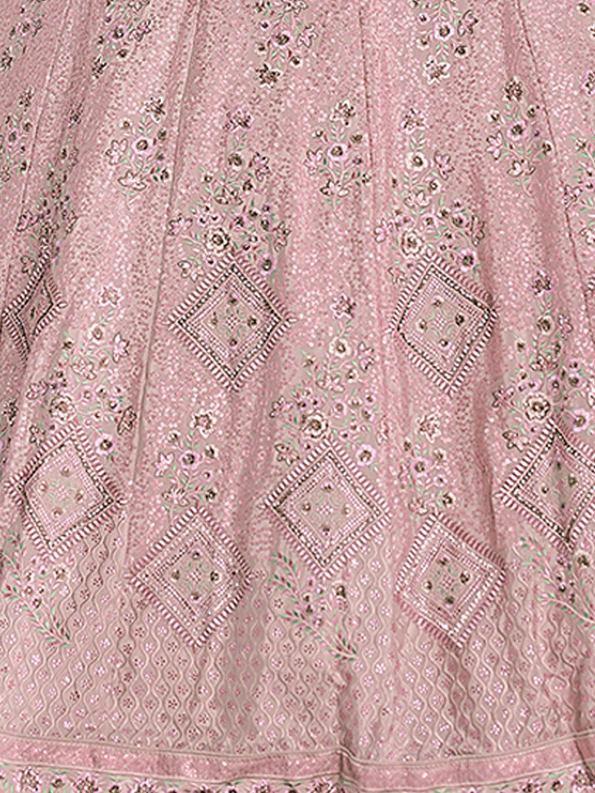 Odette Women Pink Embroidered Semi Stitched Lehenga With Unstitched Blouse - Image 3
