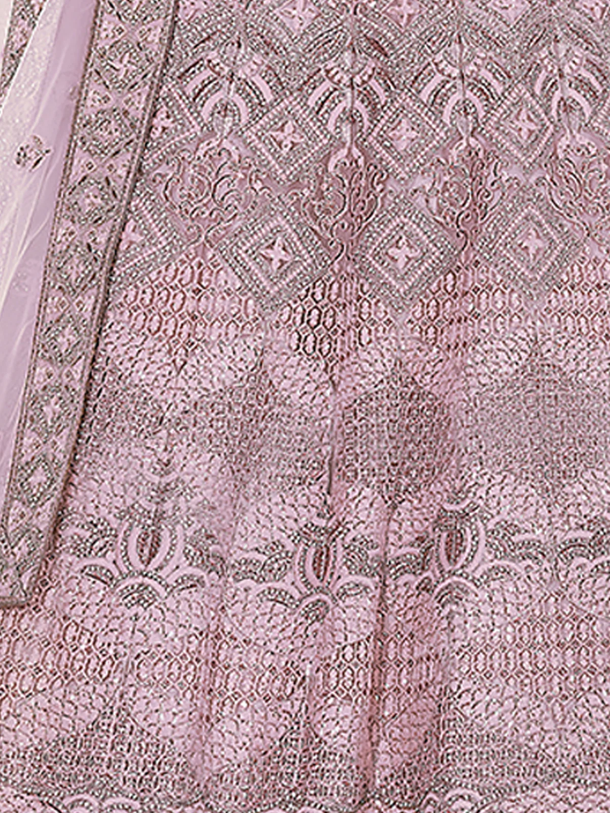 Odette Women Pink Embroidered Crepe Semi Stitched Lehenga With Unstitched Blouse - Image 3