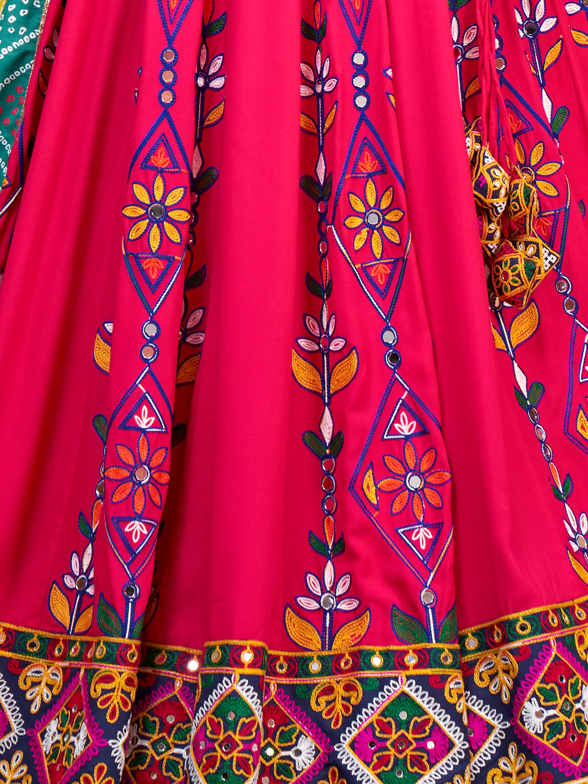 Odette Pink Viscose Rayon Embroidered Semi Stitched Lehenga Choli For Women - Image 6