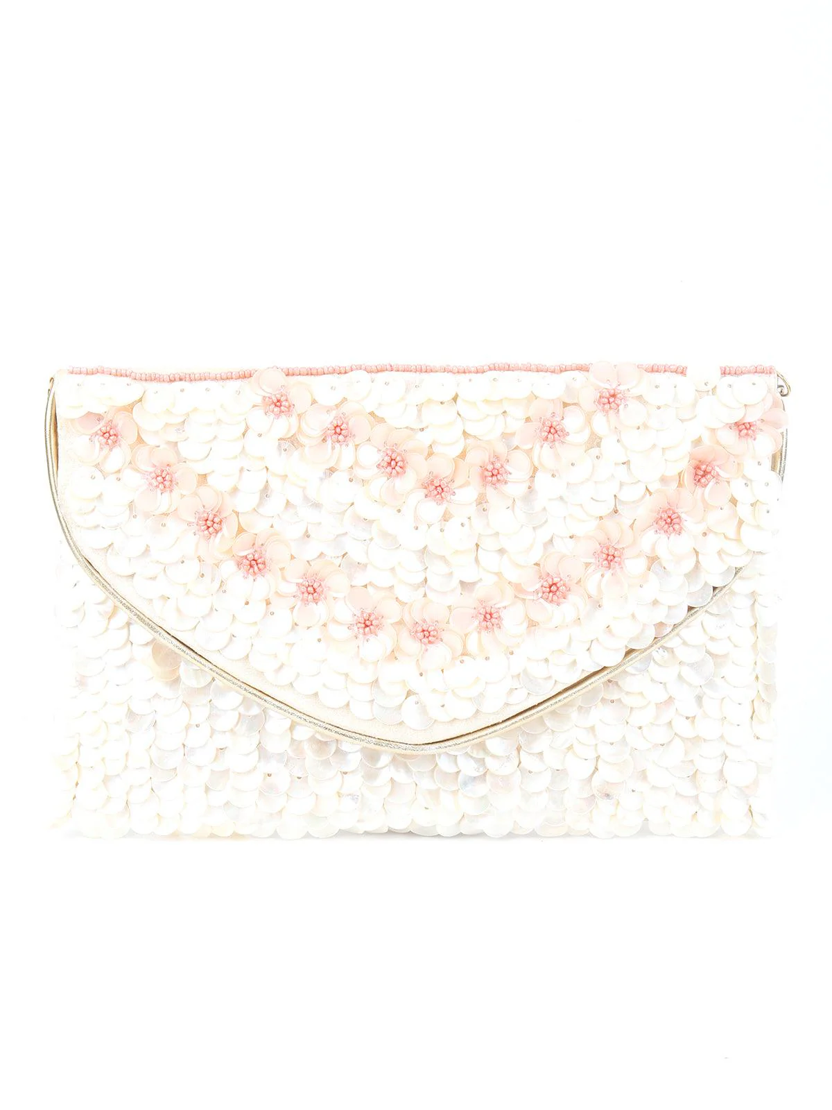 Odette Women Pink-White Floral Envelope Clutch - Image 3