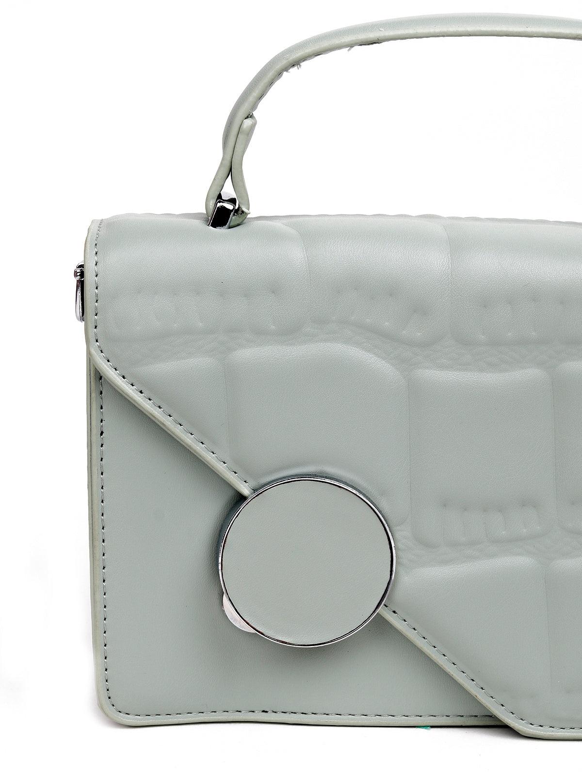 Odette Women Green Colour Metal Sling Bag - Image 6