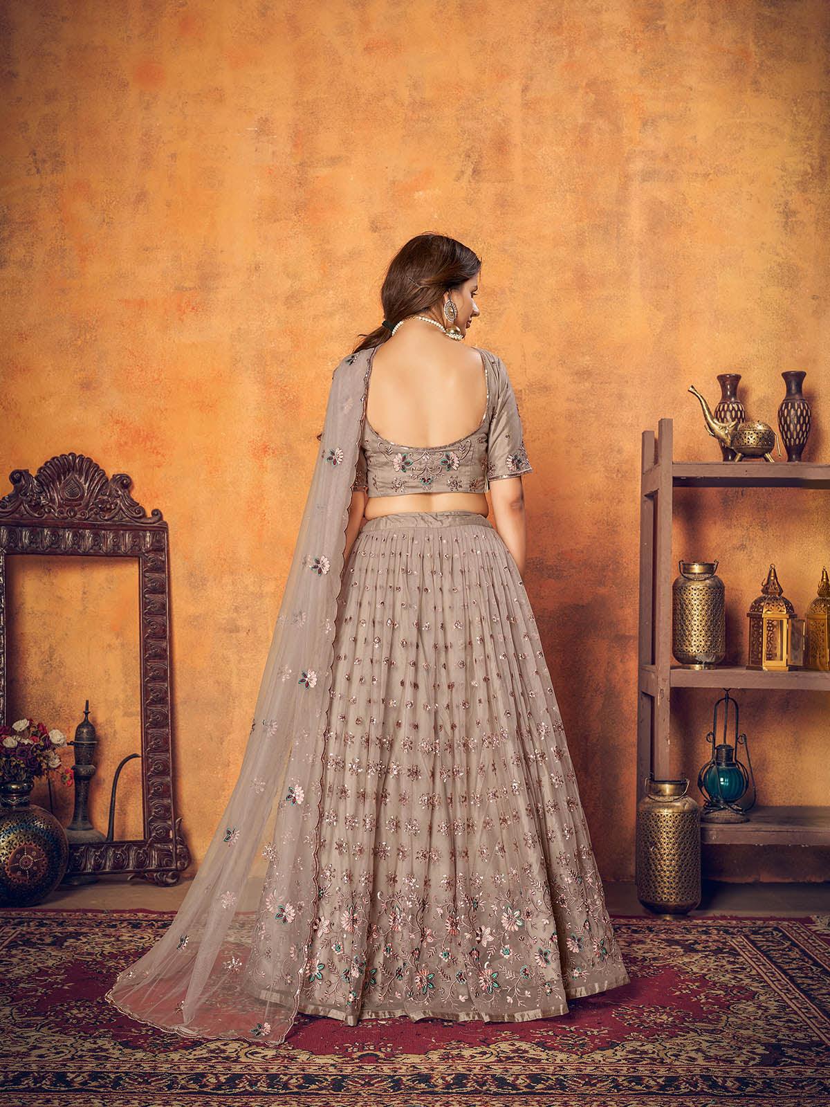 Odette Women Pretty Dusty Net Semi Stitched Lehenga With  Unstitched Blouse - Image 2