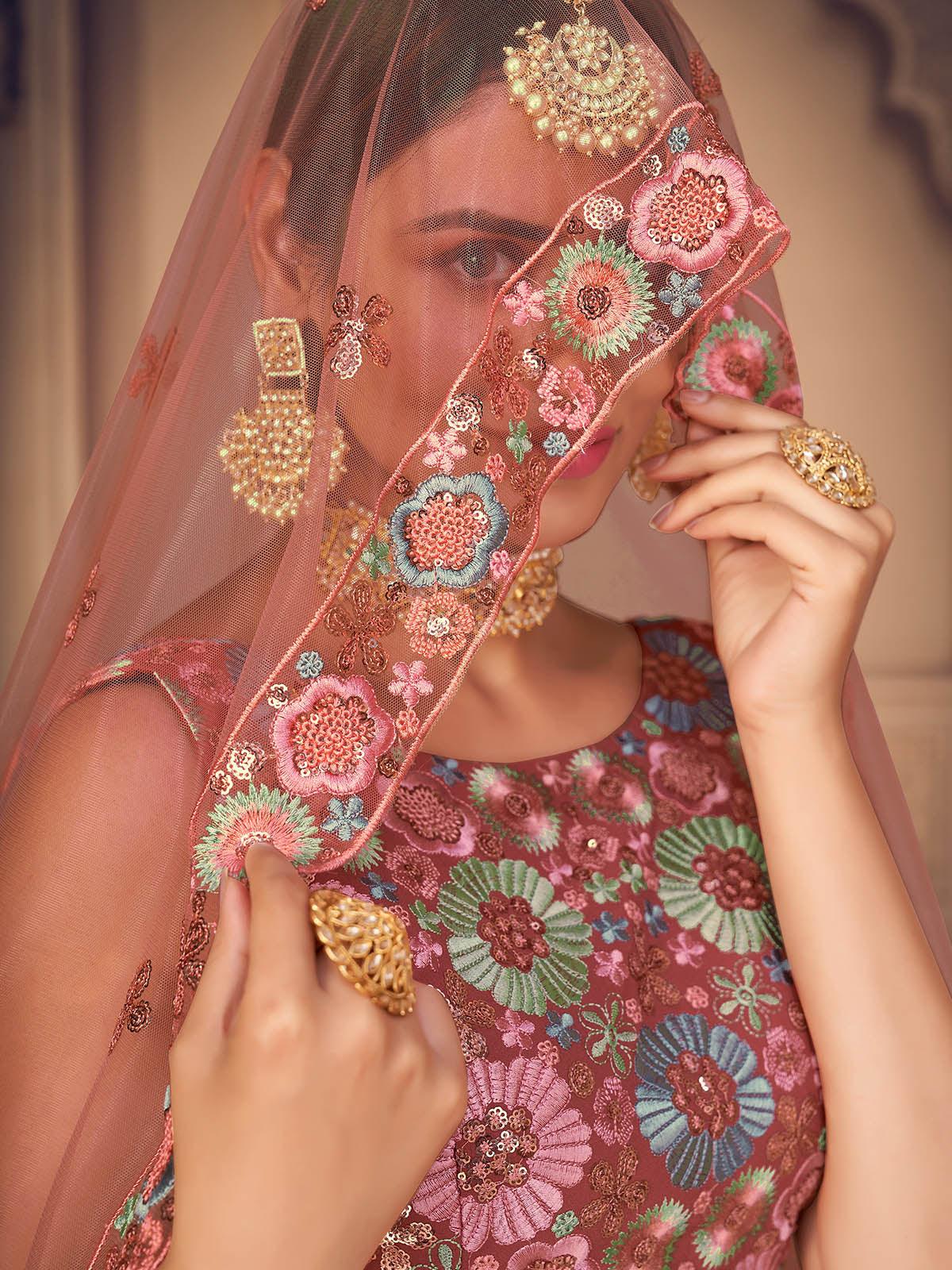 Odette Women Pretty Orange Georgette Semi Stitched Lehenga With  Unstitched Blouse - Image 3