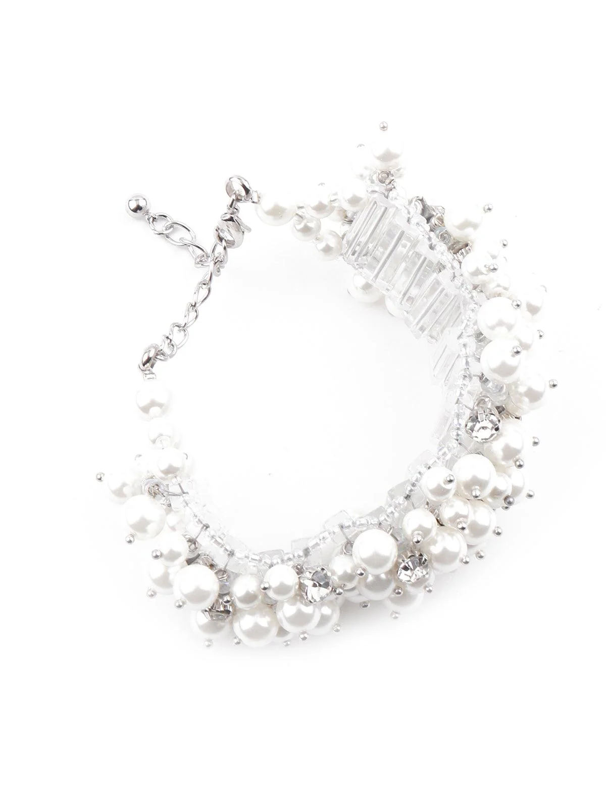 Odette Pure White Gorgeous Embellished Bracelet For Women - Image 5