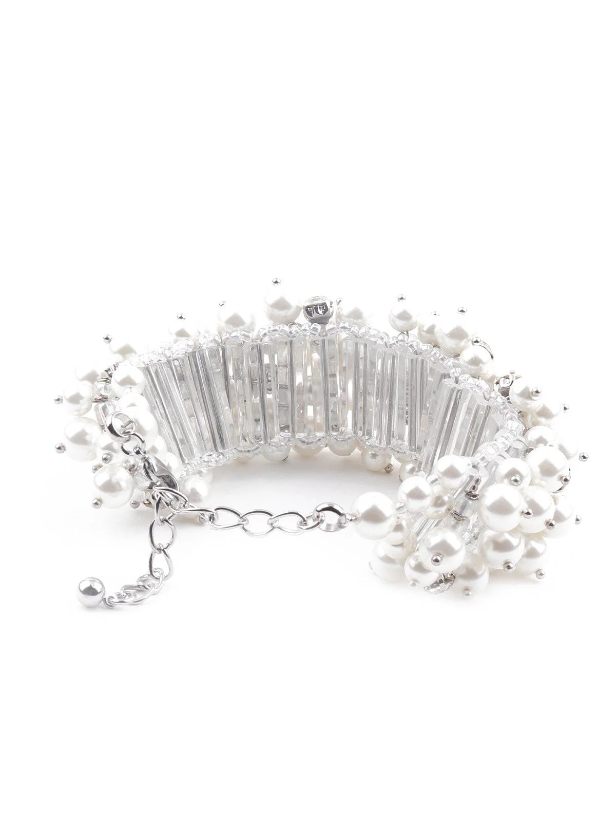 Odette Pure White Gorgeous Embellished Bracelet For Women - Image 6