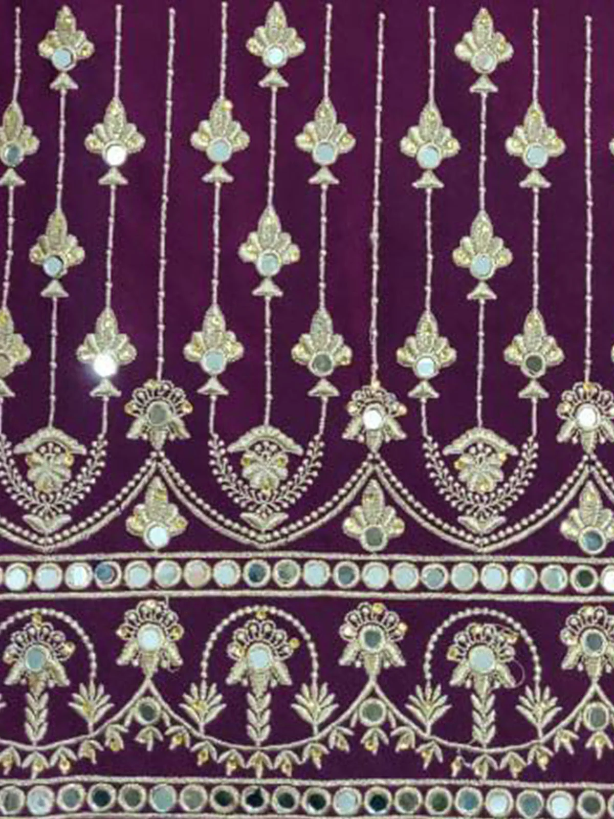 Odette Women Violet Embroidered Faux Georgette Patiala Semi Stitched Suit - Image 3