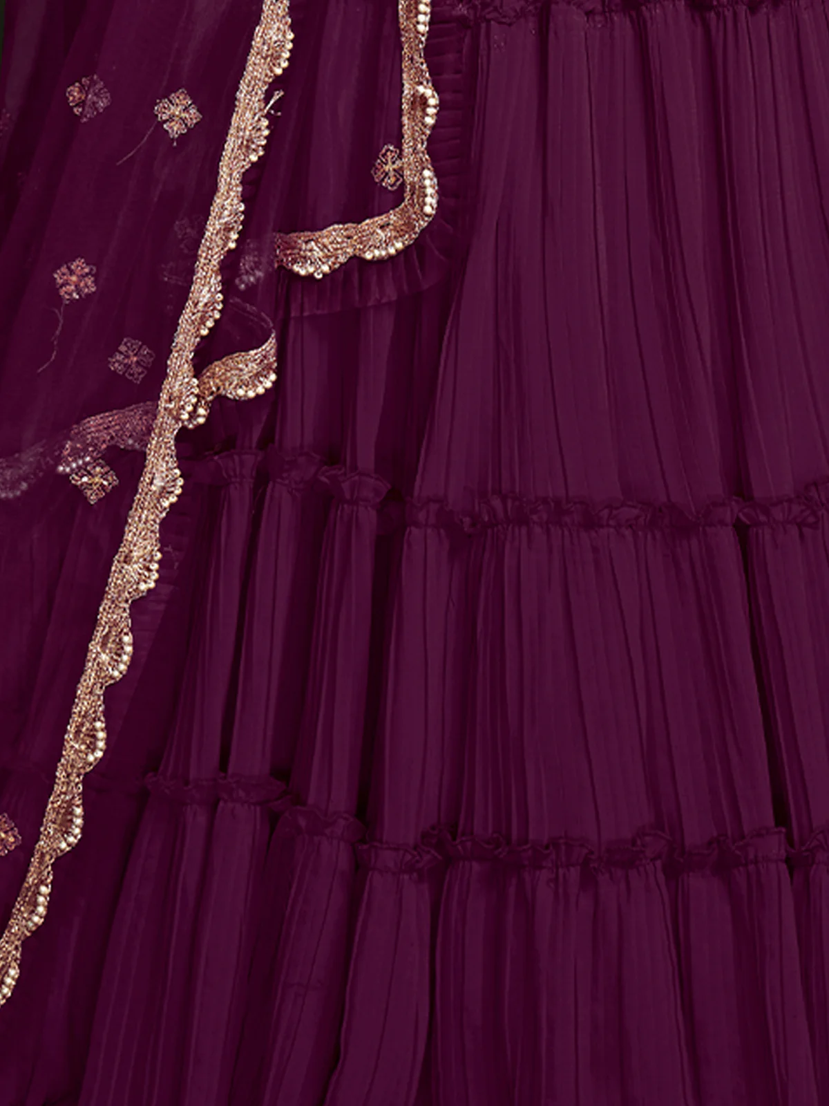 Odette Women Purple Faux Georgette Semi Stitched Lehenga Choli - Image 4