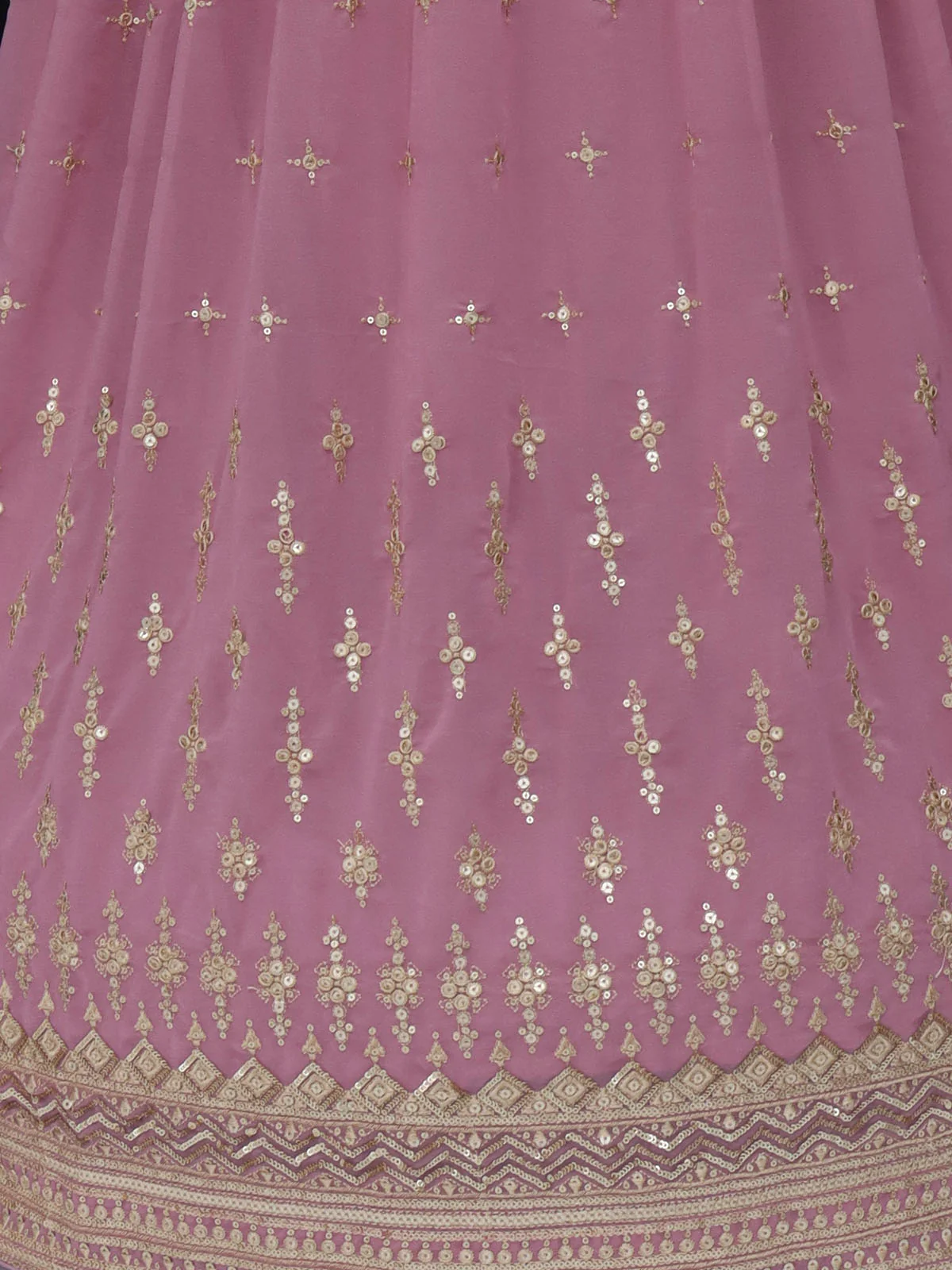 Odette Women Purple Floral Embroidered Georgette Semi Stitched Gown - Image 4