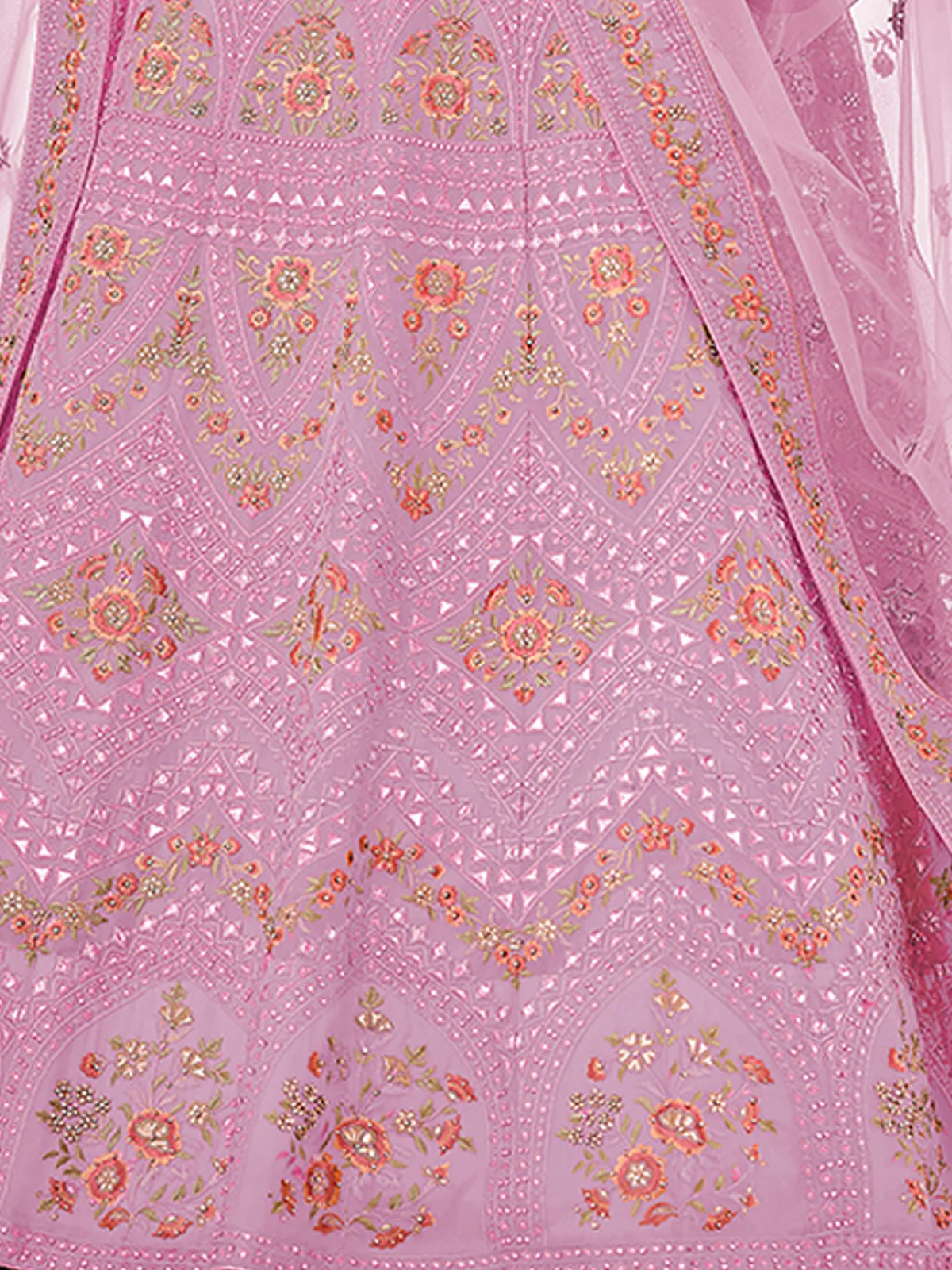 Odette Women Purple Embroidered Organza Semi Stitched Lehenga With Unstitched Blouse - Image 3
