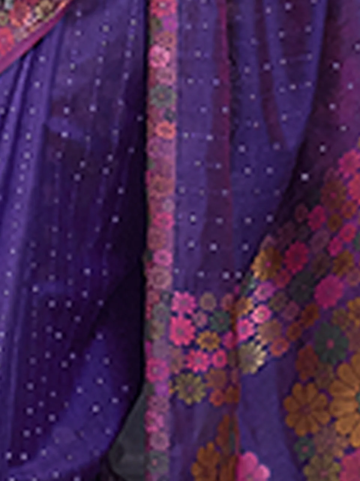 Odette Women Purple Organza Woven Saree With Unstitched Blouse - Image 3