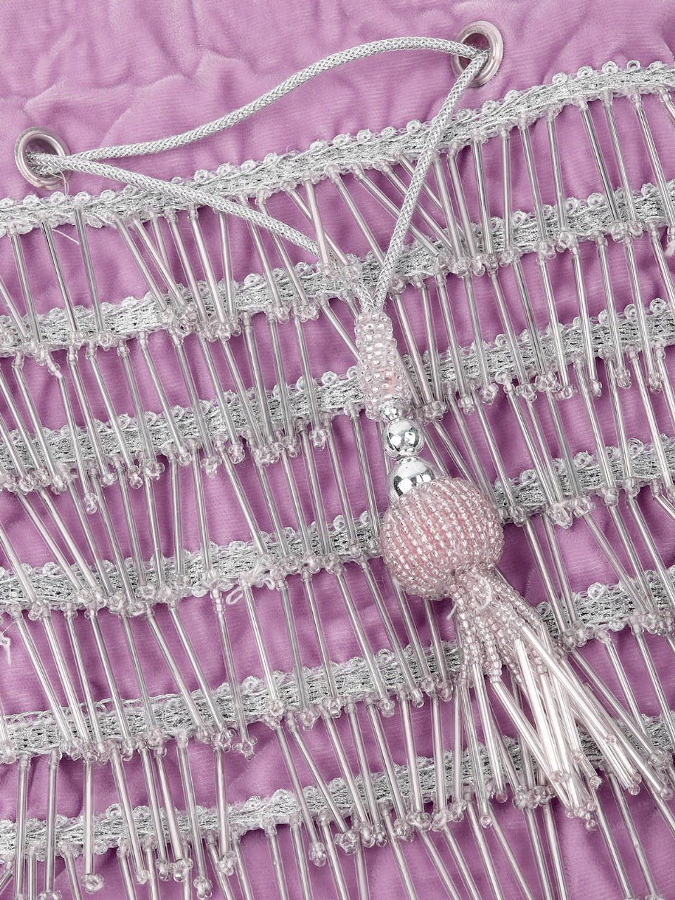 Odette Women Purple Tassel Embellished Potli - Image 5