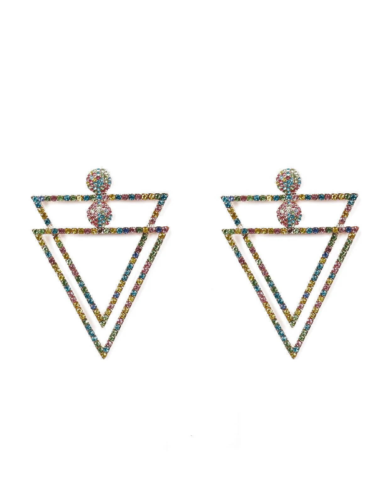 Odette Women Multicolour Metal Triangle Earrings - Image 3