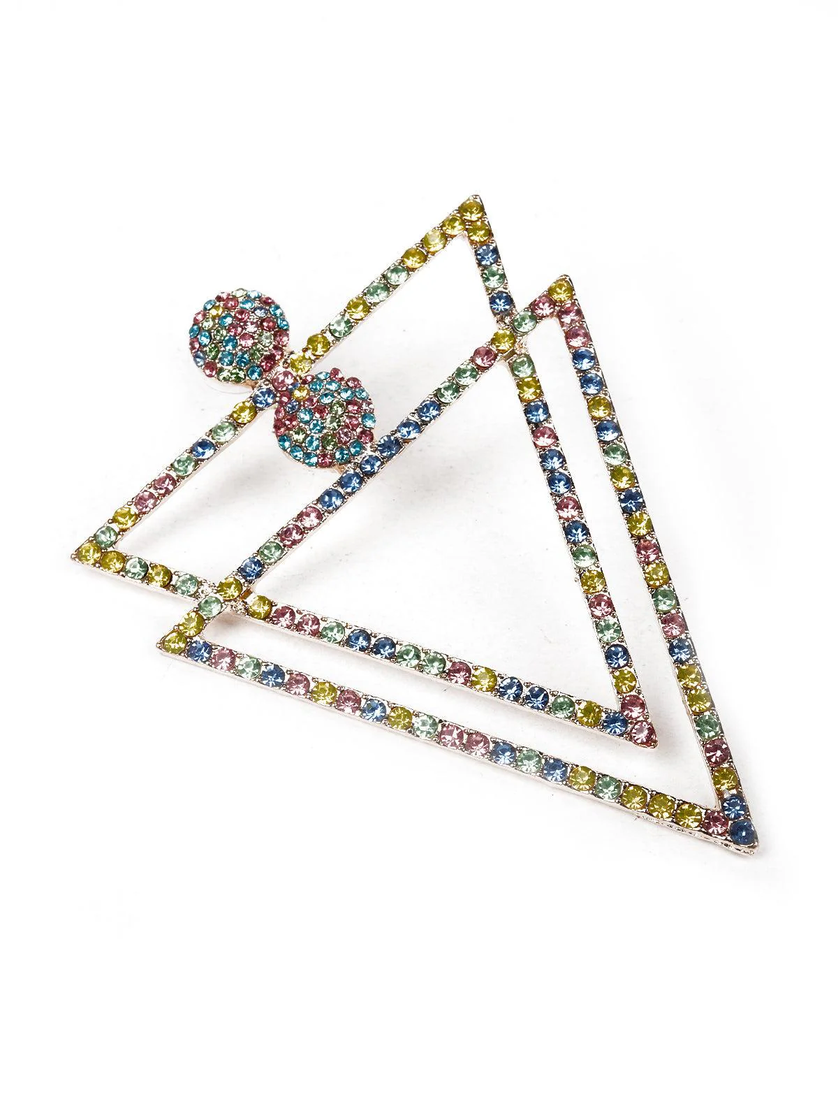 Odette Women Multicolour Metal Triangle Earrings - Image 6