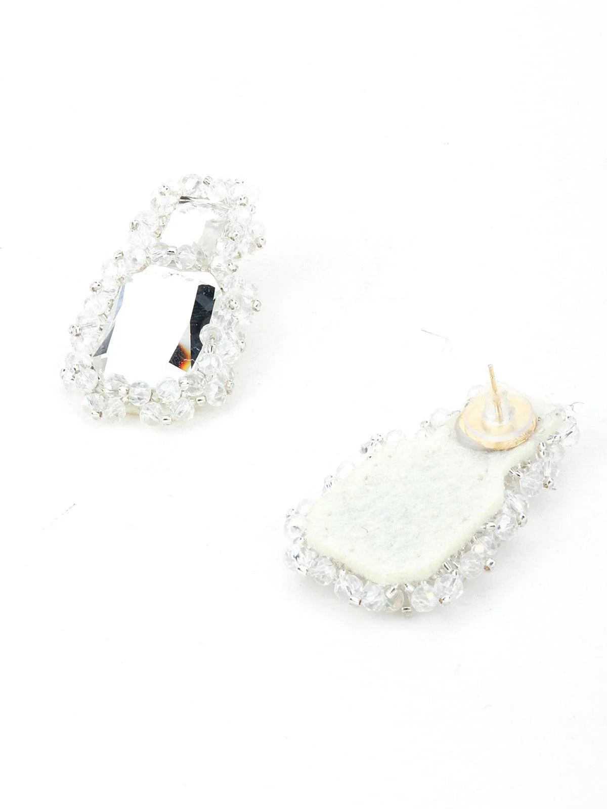Odette Women Rectangular White Mirror Dangle Earrings - Image 6