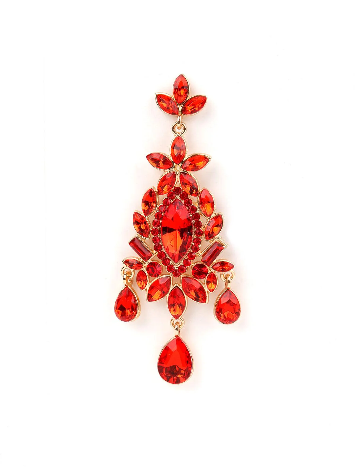 Odette Women Red And Golden Rhinestone Earring - Image 4