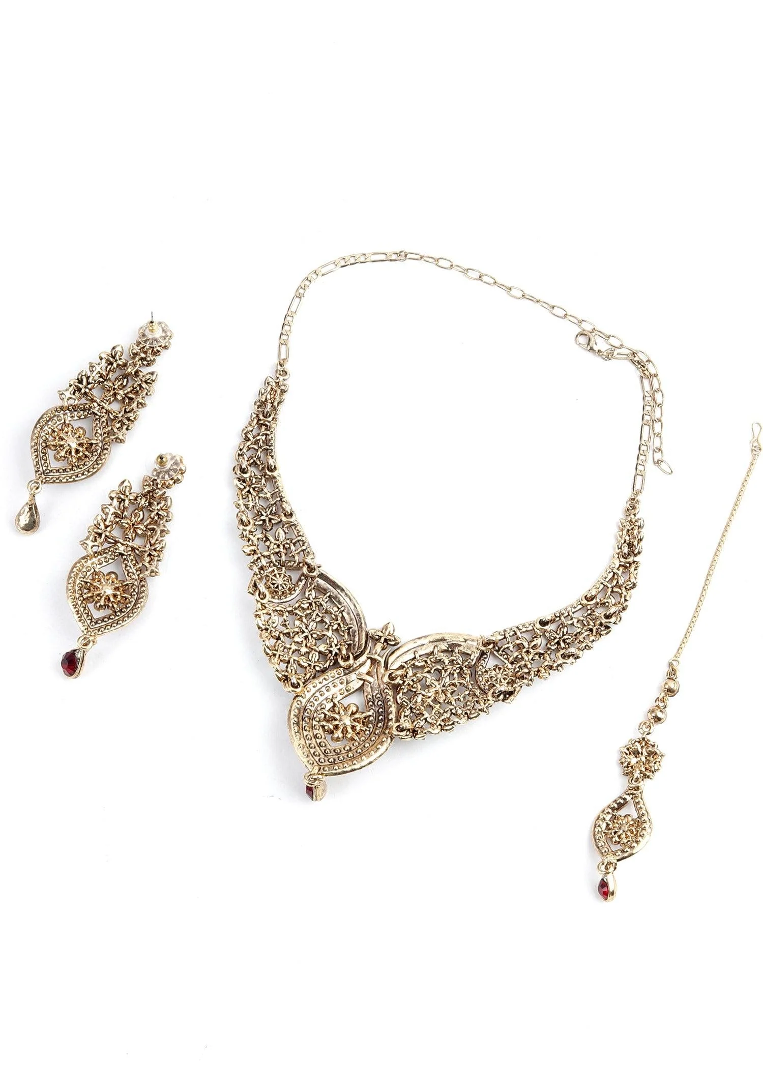 Odette Women Red And Green Crystal Necklace Set - Image 6