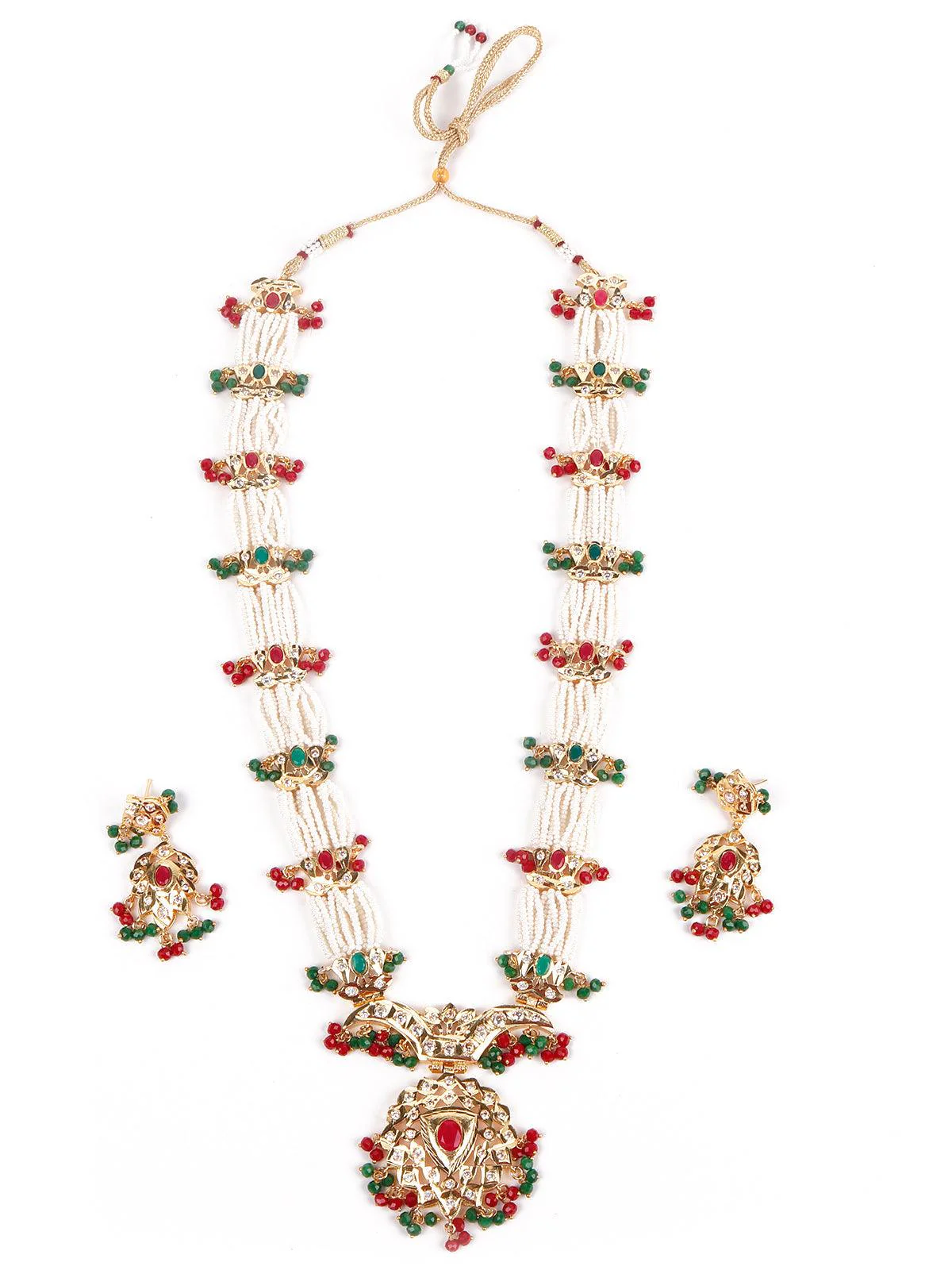 Odette Women Red And Green Stunning Beaded Necklace Set - Image 3