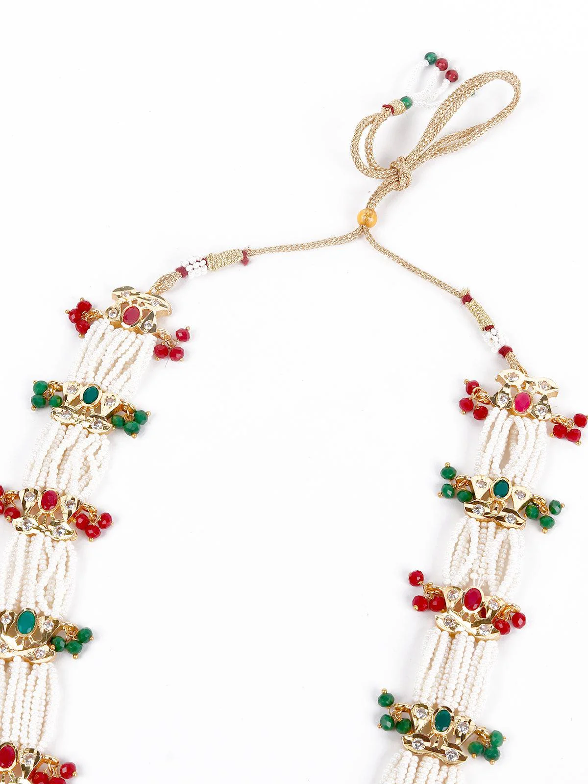 Odette Women Red And Green Stunning Beaded Necklace Set - Image 5