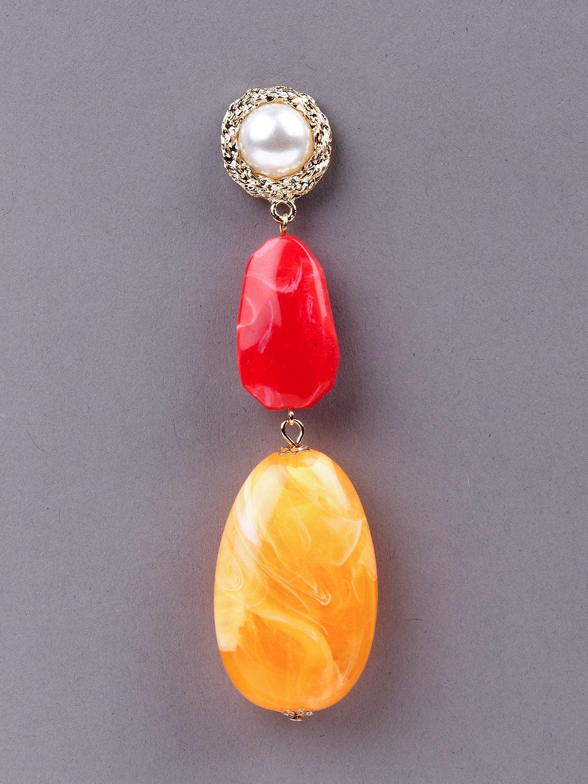 Odette Women Red And Orange Metal Earrings - Image 5