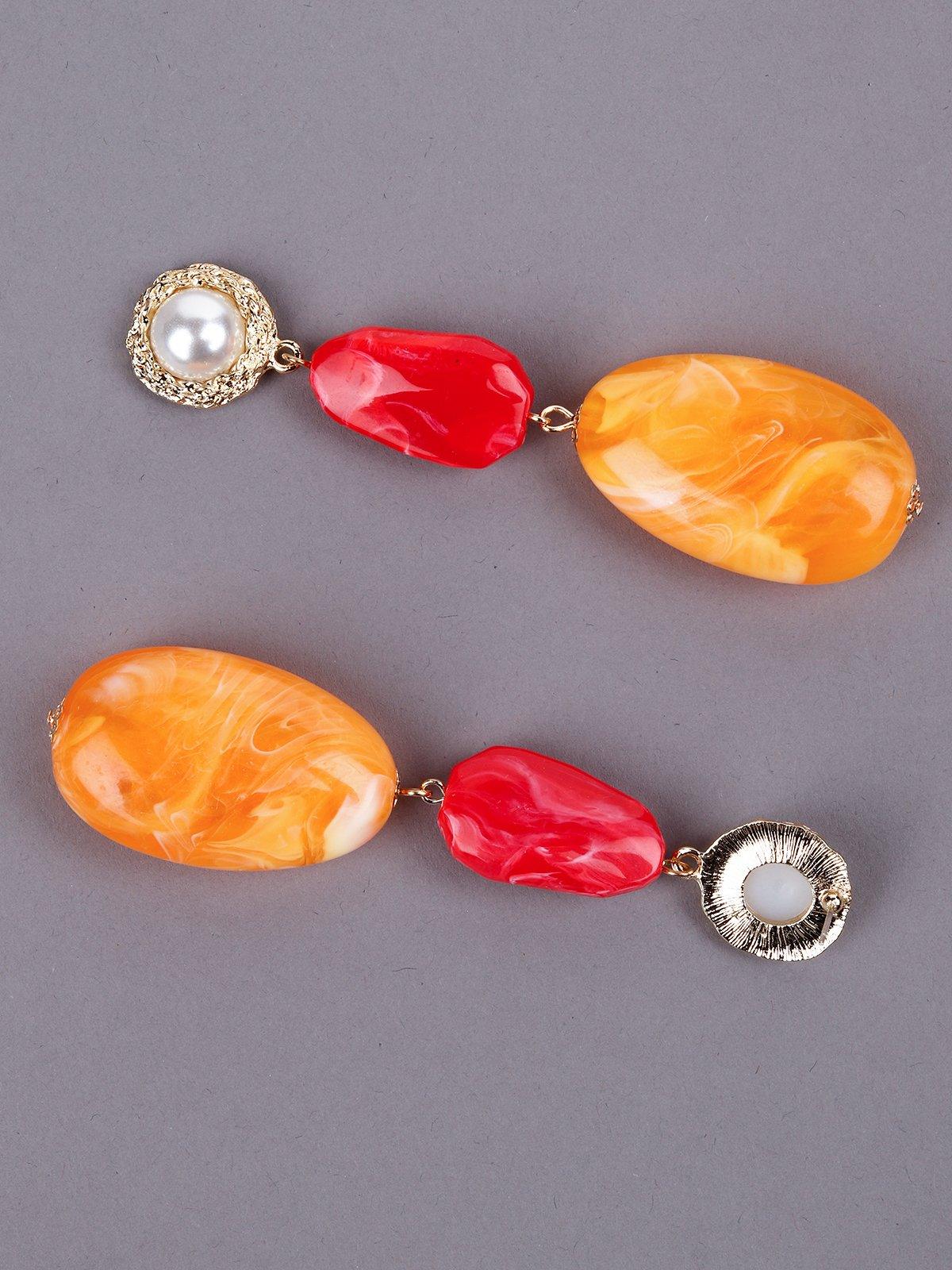 Odette Women Red And Orange Metal Earrings - Image 6