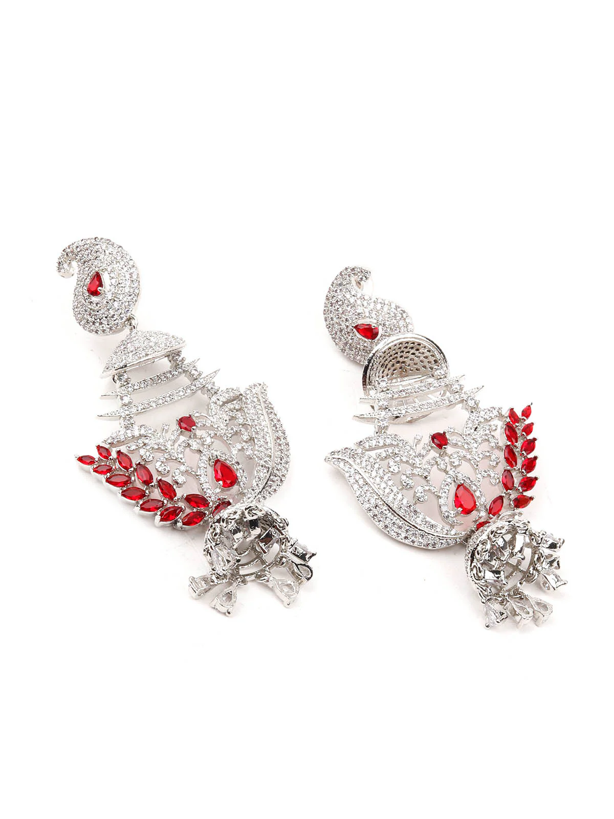 Odette Women Red And Silver Dangle Earrings - Image 6