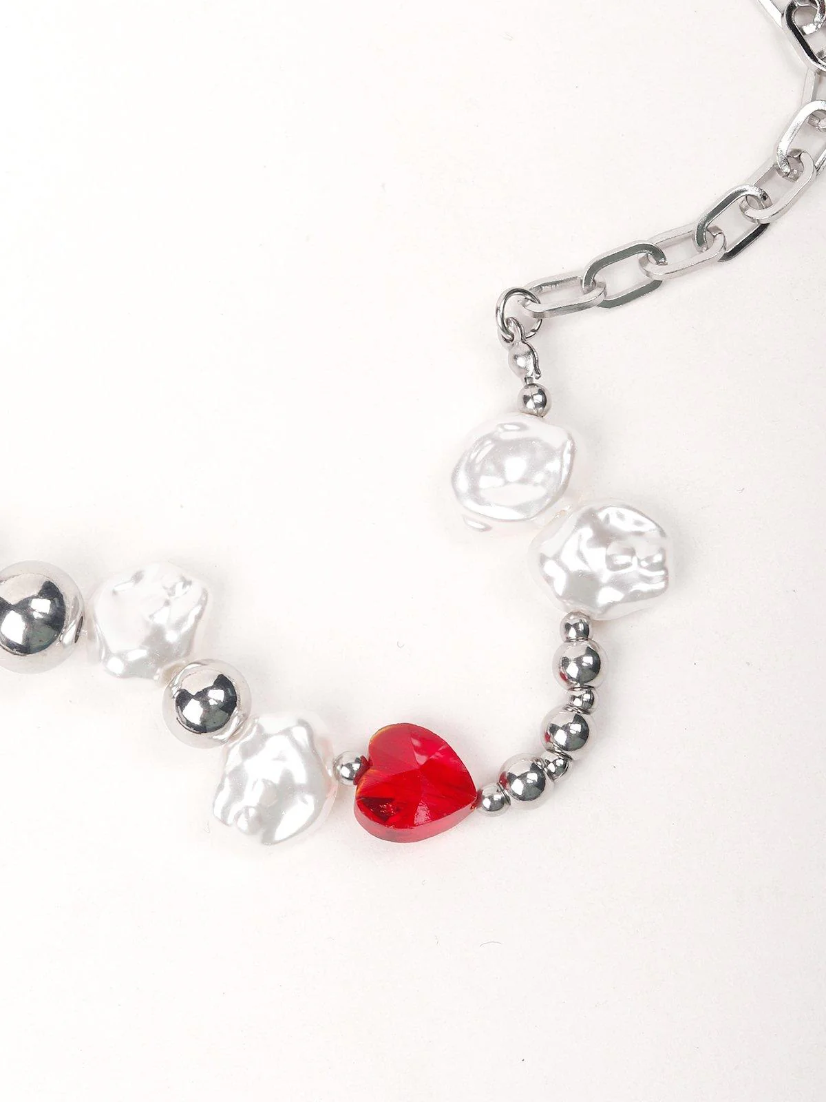 Odette Women Red And White Beads Necklace - Image 4