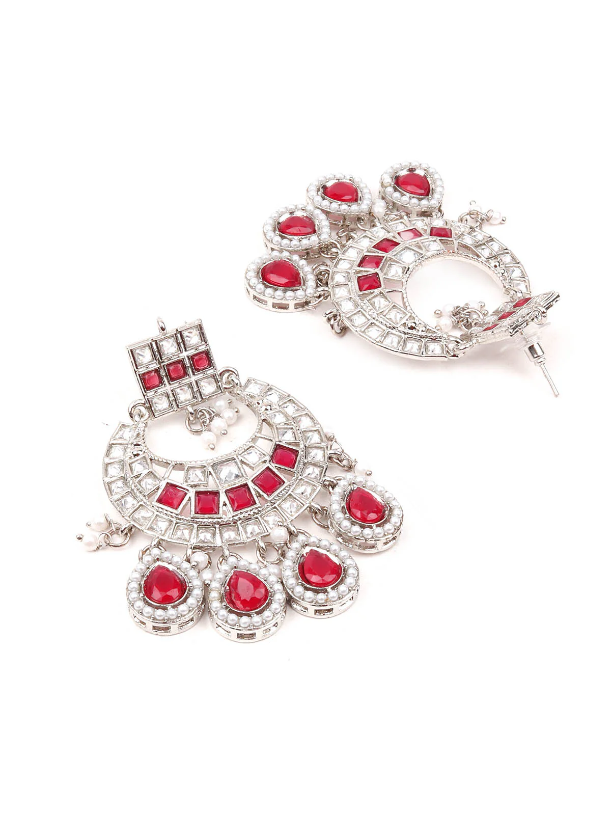 Odette Women Red And White Choker Necklace Set - Image 5