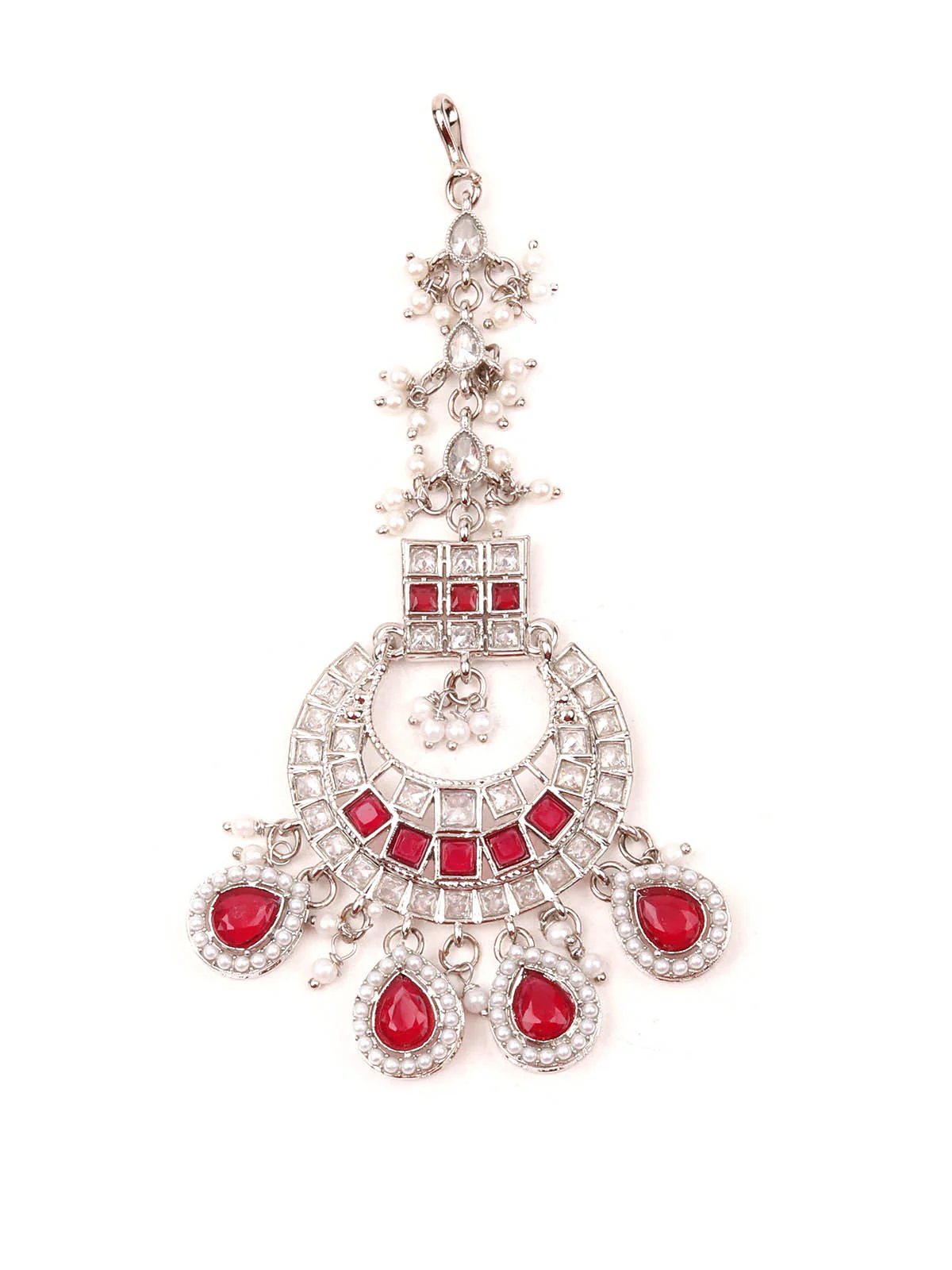 Odette Women Red And White Choker Necklace Set - Image 6
