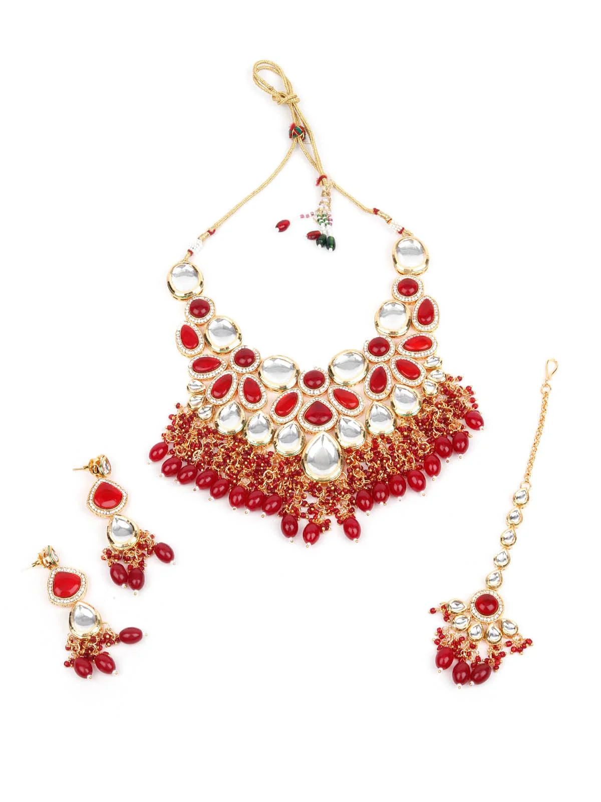 Odette Women Red And White Choker Set - Image 3