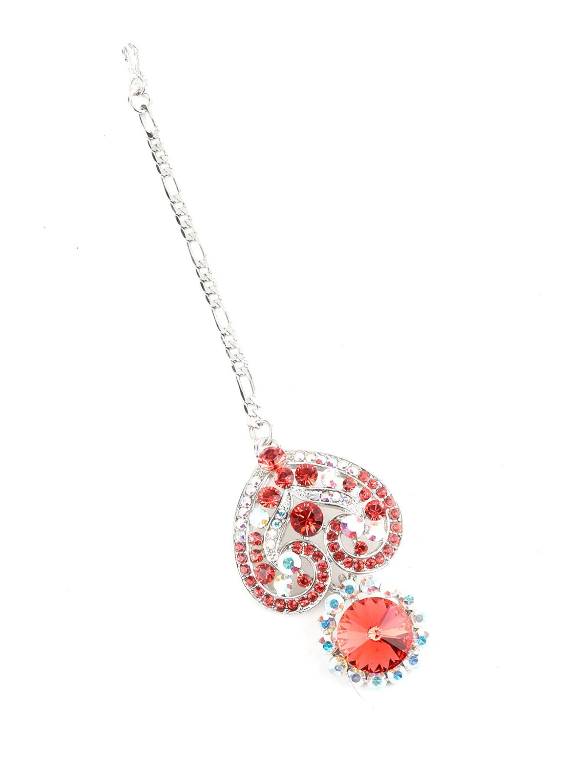 Odette Women Red And White Crystal Floral Necklace Set - Image 4