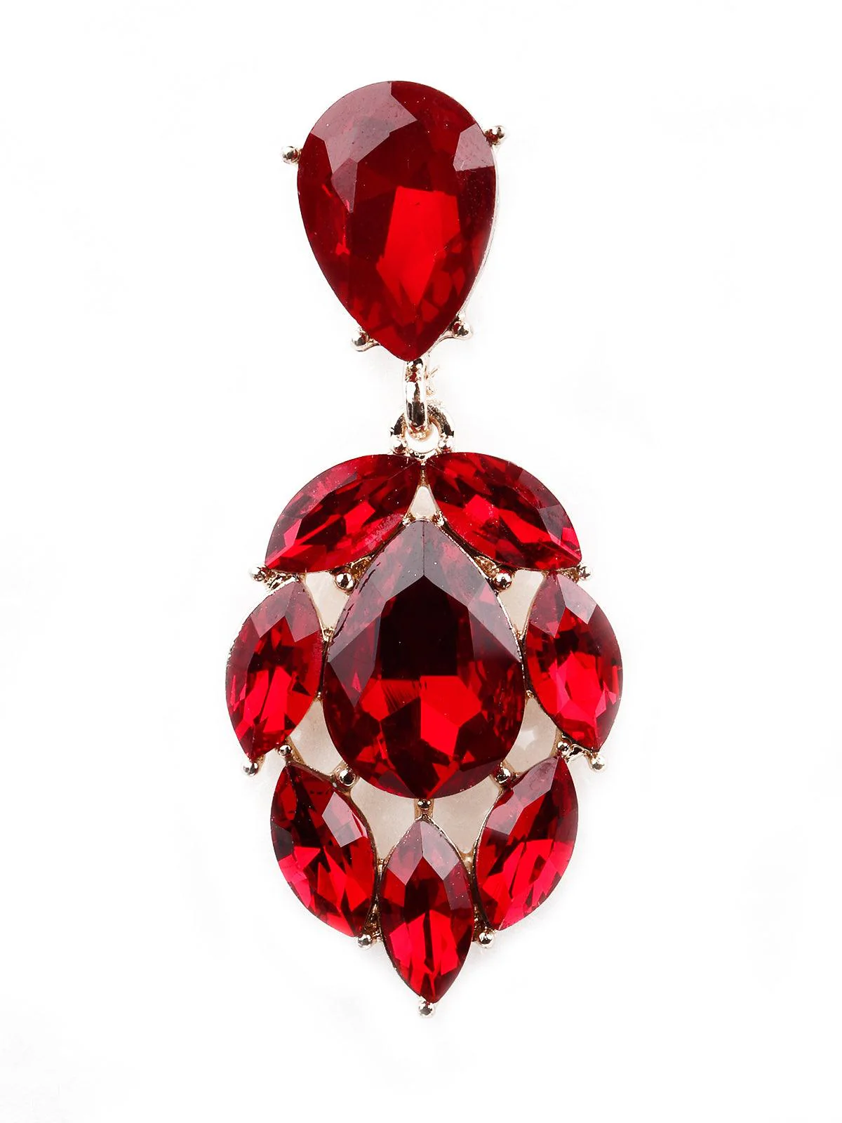 Odette Women Red Artificial Crystal Gorgeous Metal Earrings - Image 4