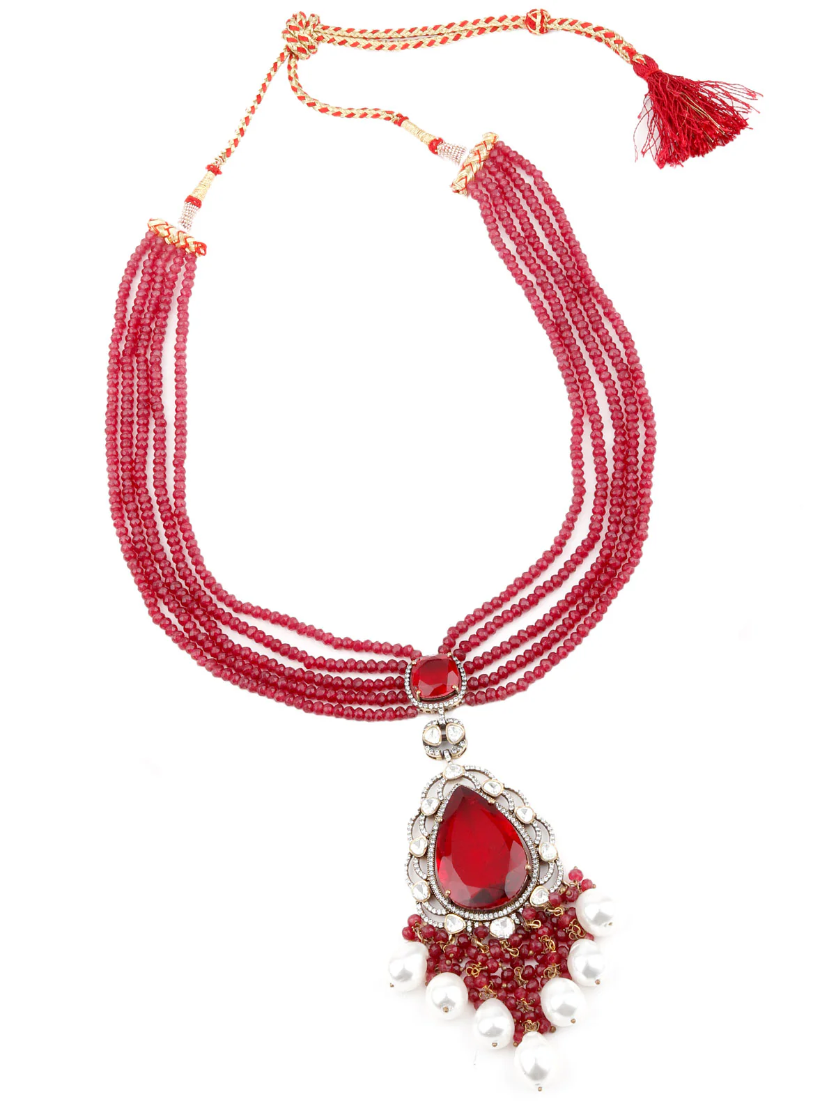 Odette Women Red Beads Choker Set - Image 4