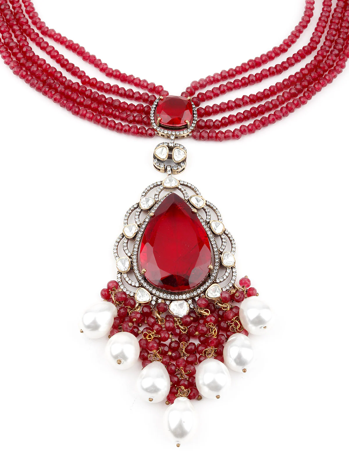 Odette Women Red Beads Choker Set - Image 5