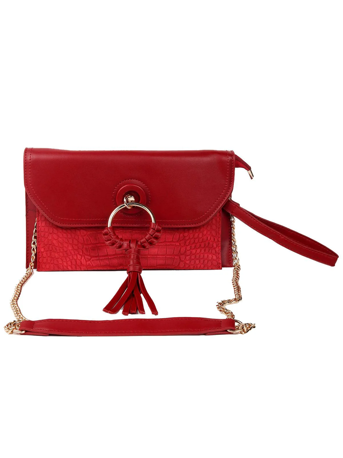 Odette Women Red Leatherette Sling Bag - Image 3