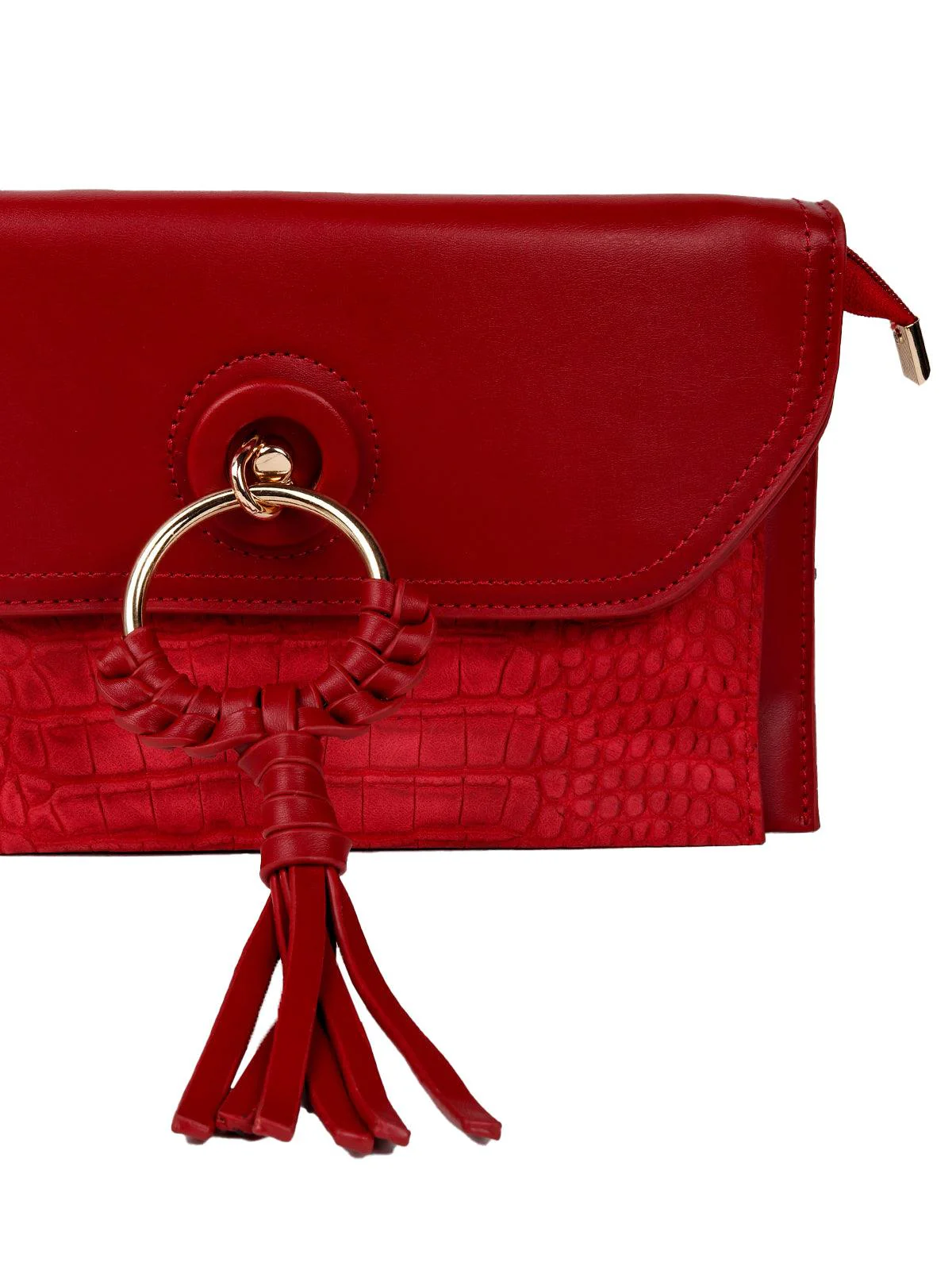 Odette Women Red Leatherette Sling Bag - Image 4