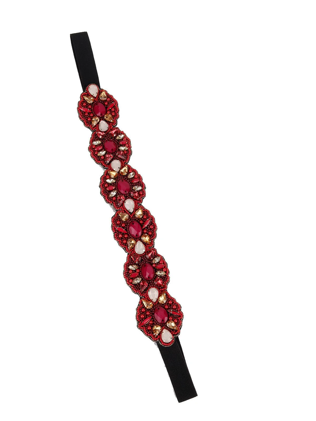 Odette Women Red Crystal Embellished Belt - Image 3