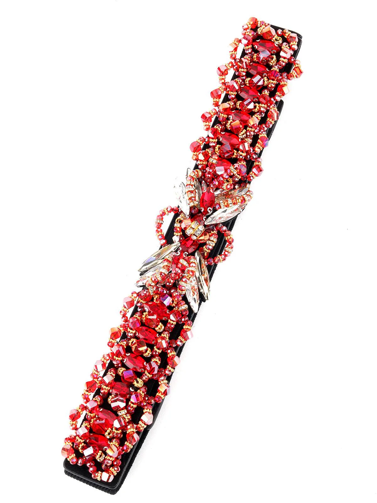 Odette Women Red Crystal Embellished Belt - Image 3