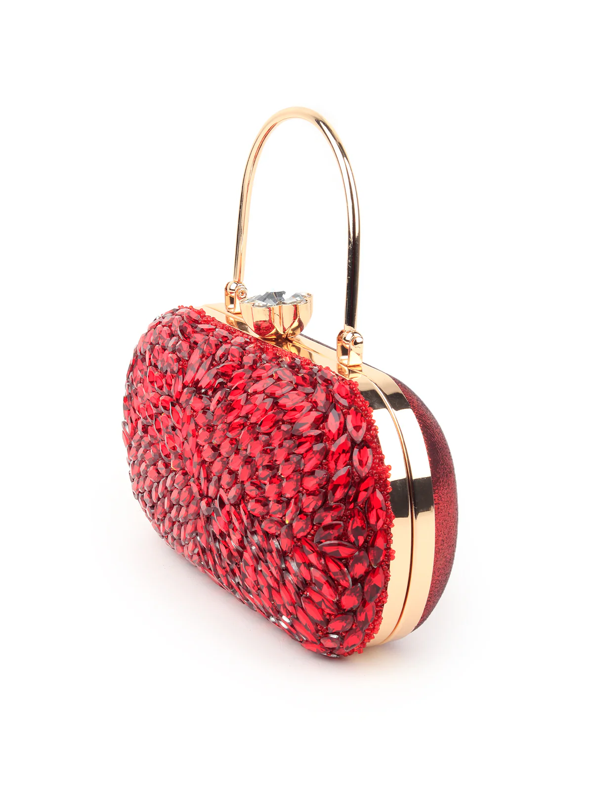 Odette Women Red Crystals Party Clutch Bag - Image 4