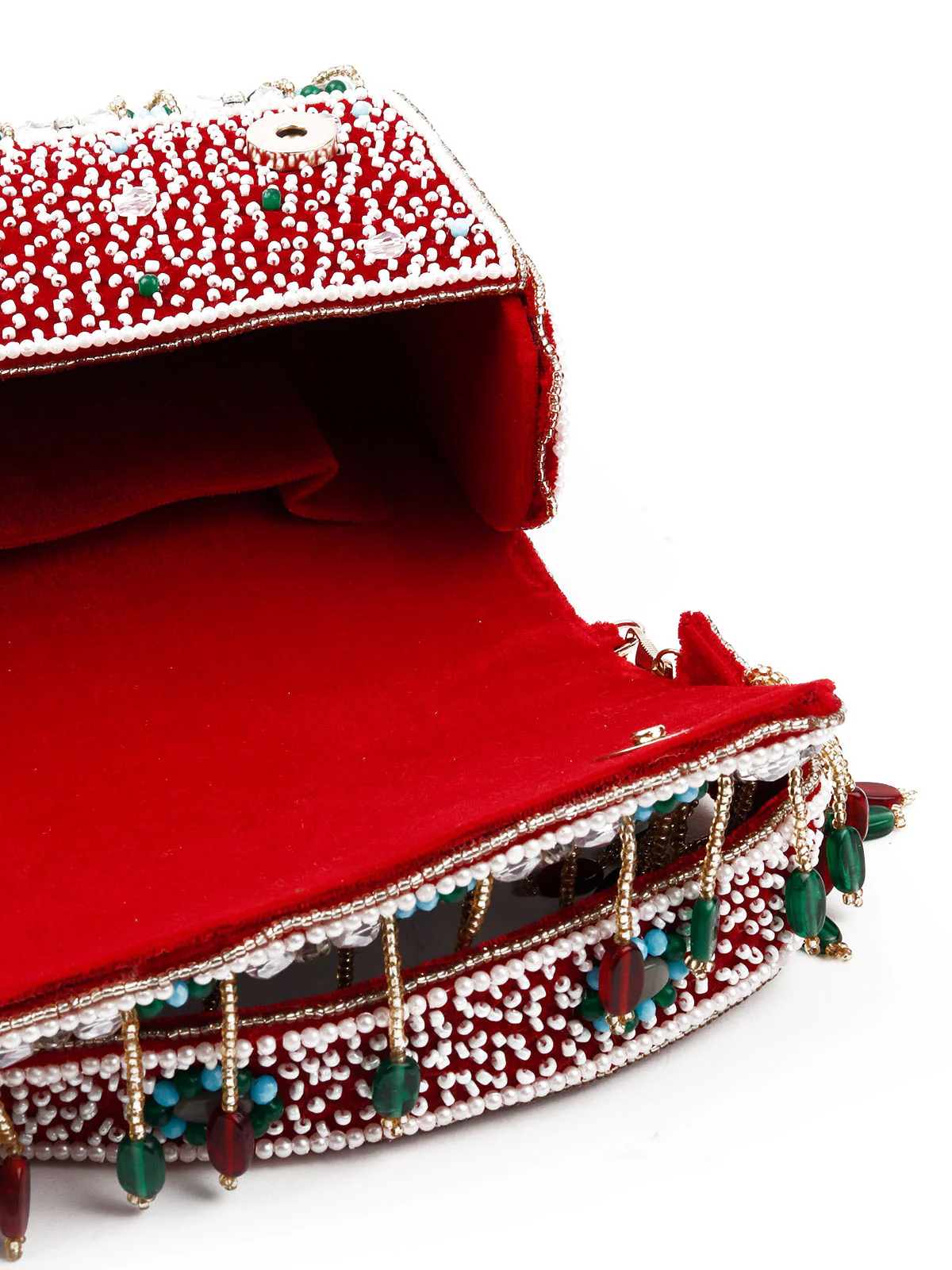 Odette Women Red Embellished Bridal Clutch Bag - Image 7