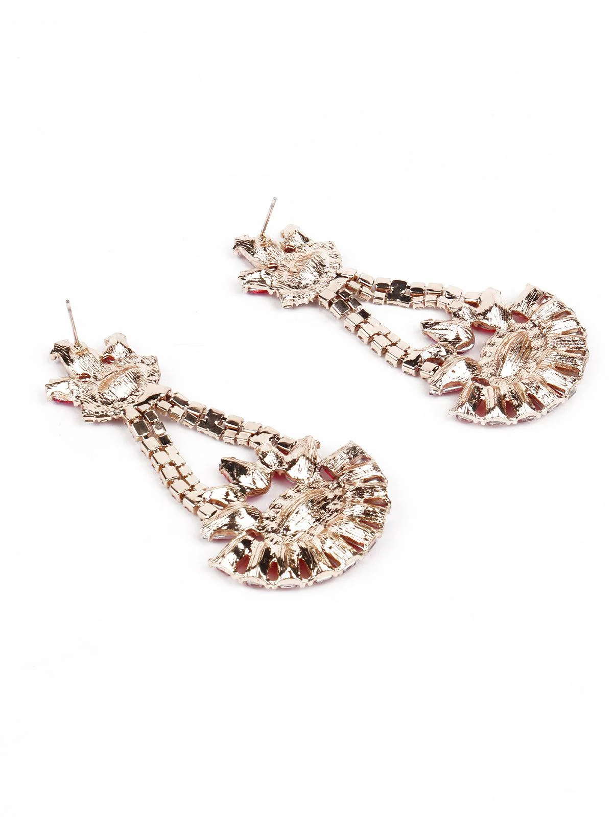 Odette Women Red Embellished Drop Chandelier Earrings - Image 6