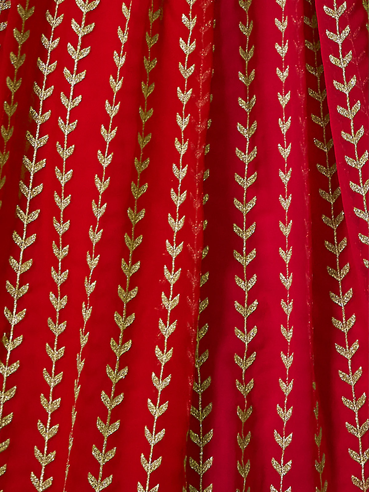 Odette Women Red Embroidered Semi Stitched Lehenga With Unstitched Blouse - Image 7